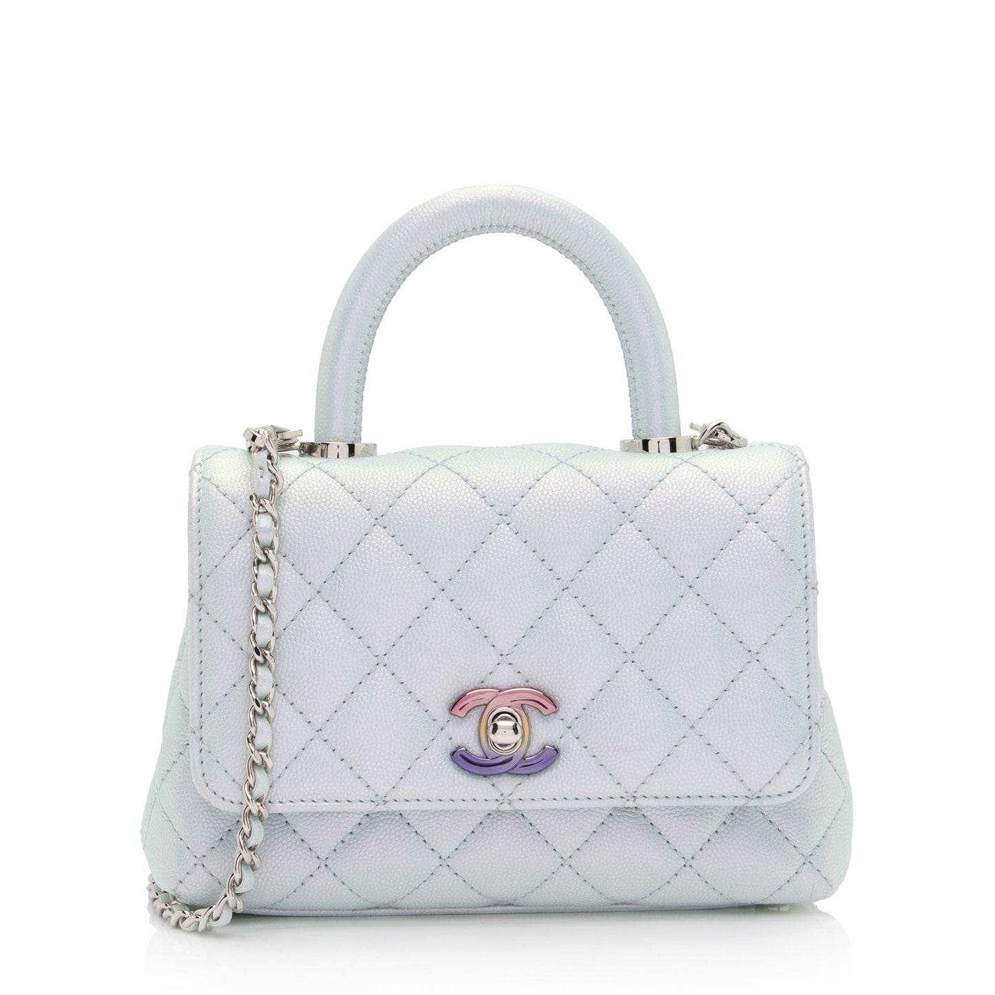 Chanel Iridescent Caviar Coco Top Handle Extra Leather Shoulder Bag