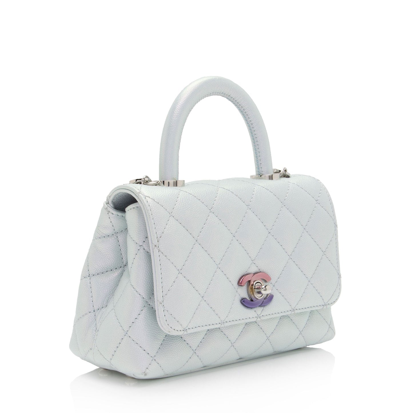 Chanel Iridescent Caviar Coco Top Handle Extra Leather Shoulder Bag