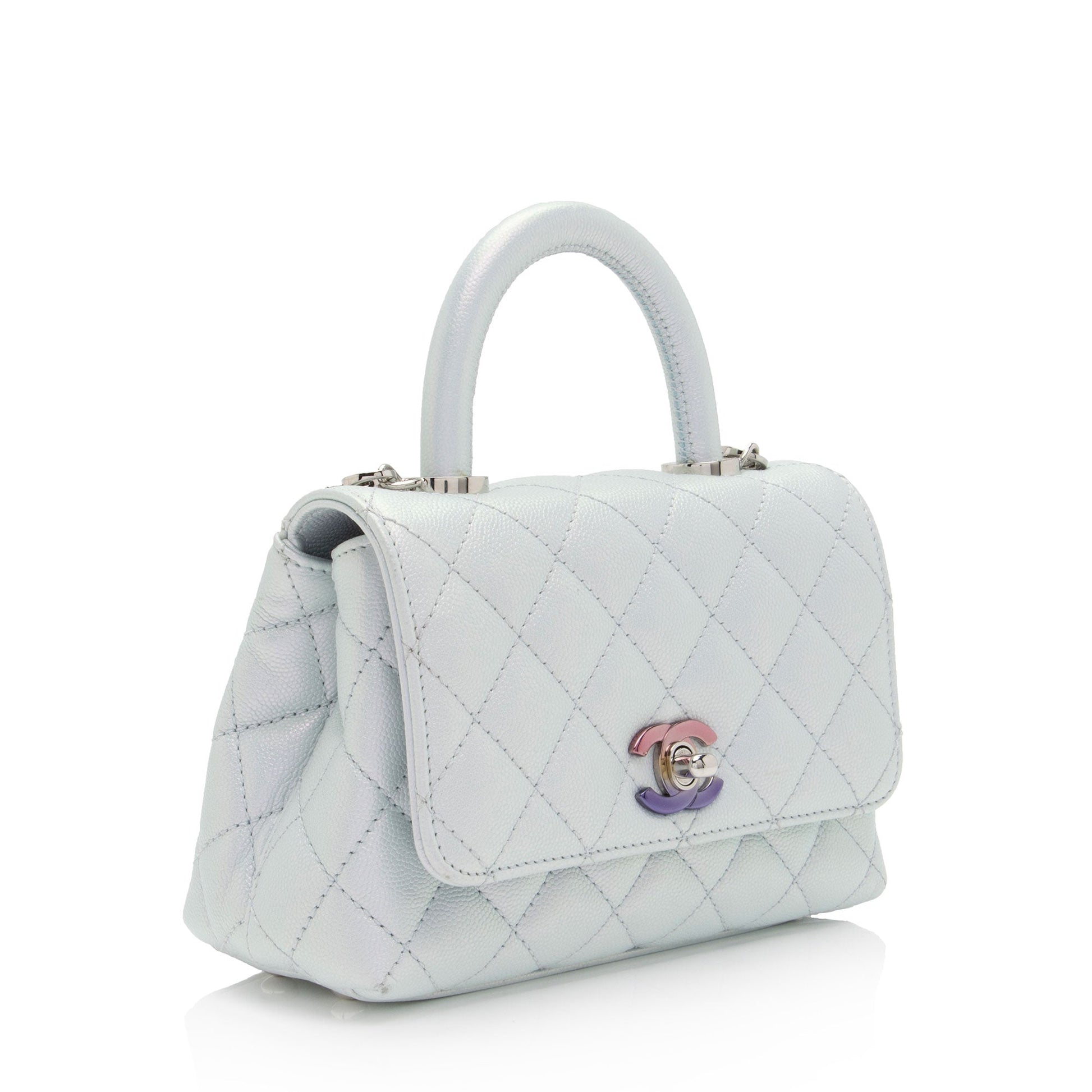 Chanel Iridescent Caviar Coco Top Handle Extra Leather Shoulder Bag