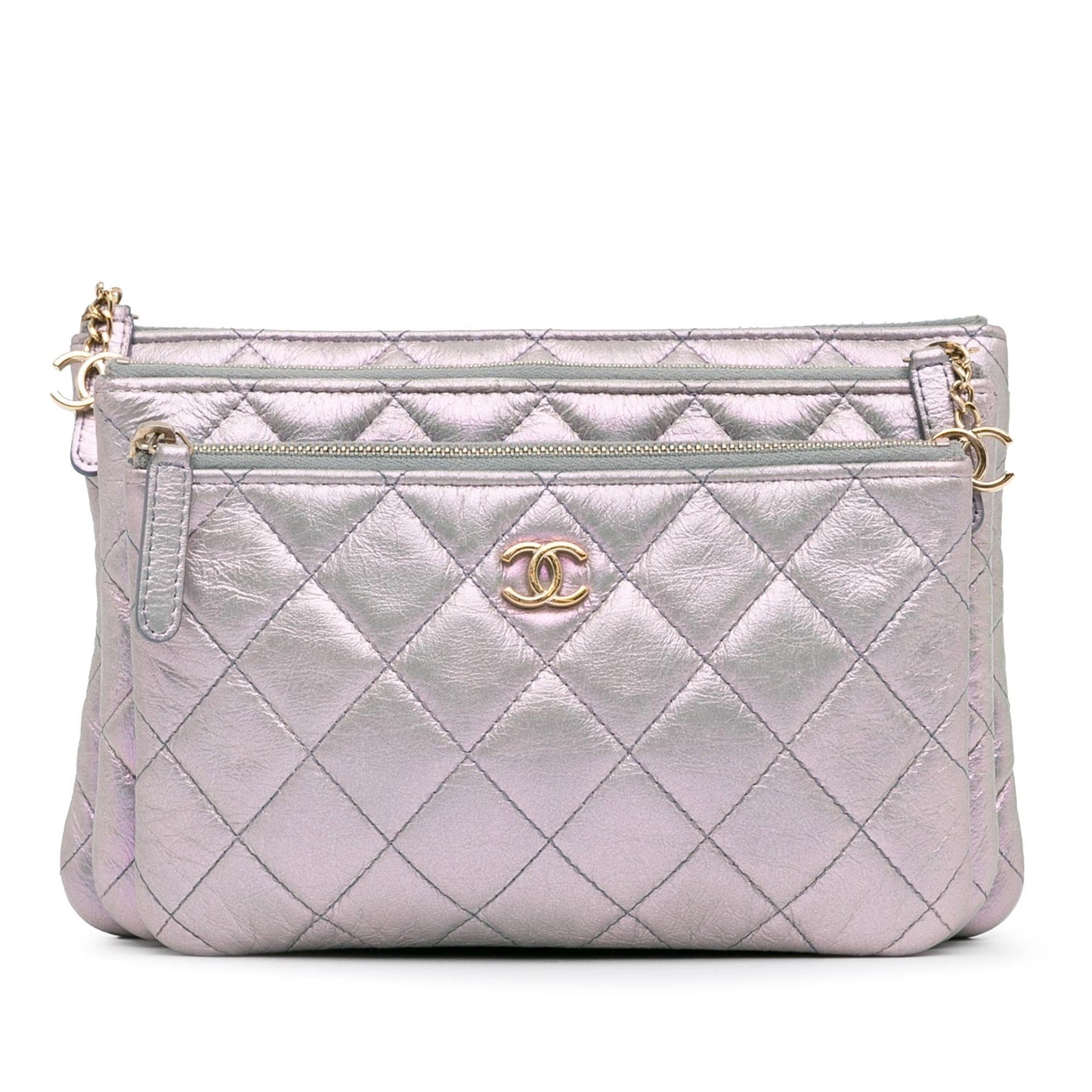 Chanel Iridescent Crumpled Calfskin Trio Cosmetic SHG-znMKyB Handbag