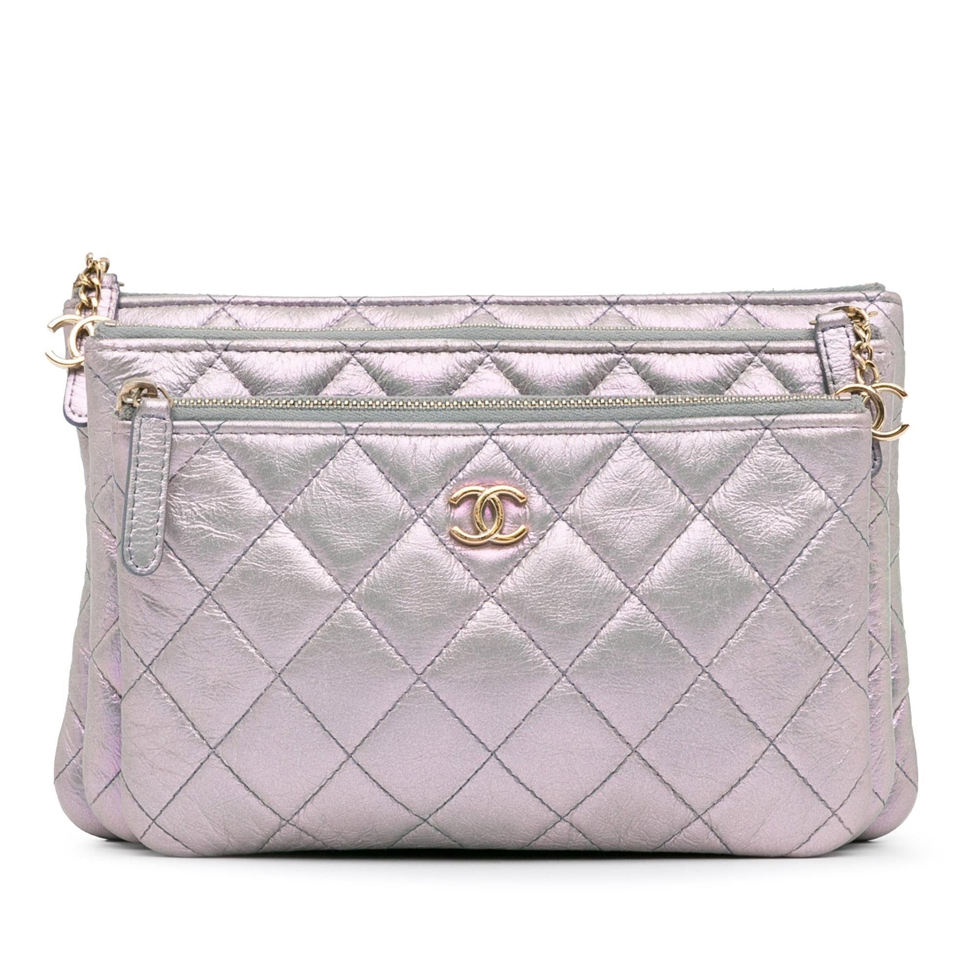 Chanel Iridescent Crumpled Calfskin Trio Cosmetic Case (Shg-Znmkyb) Bag