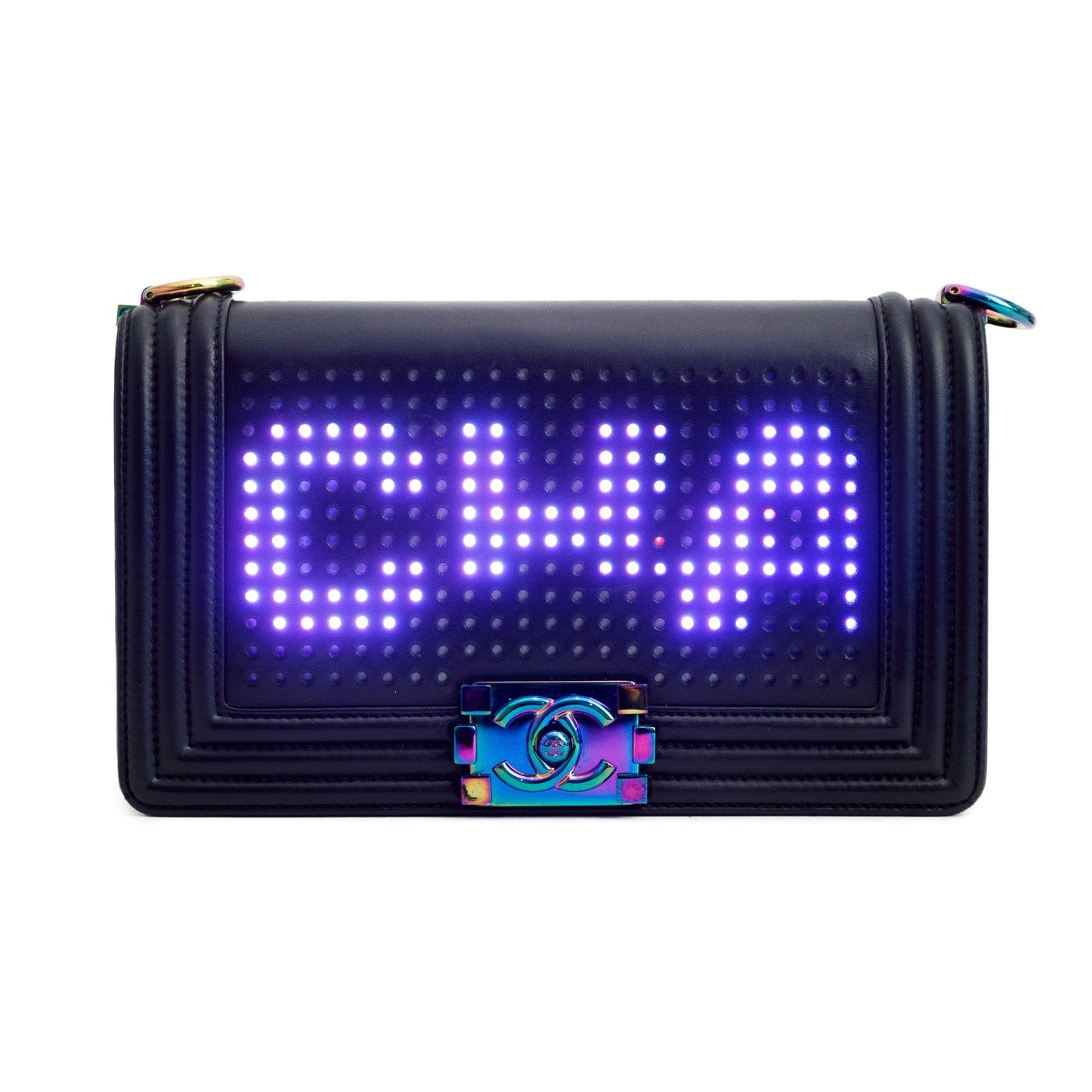 Chanel Iridescent oy Leather Lambskin Black Travel Bag