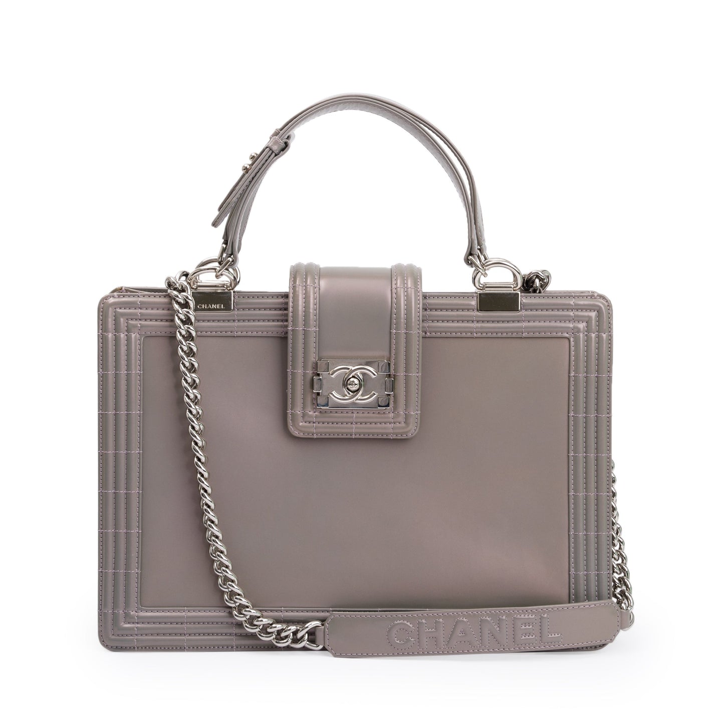Chanel Iridescent Patent Reverso Boy Shopping Leather Travel Bag