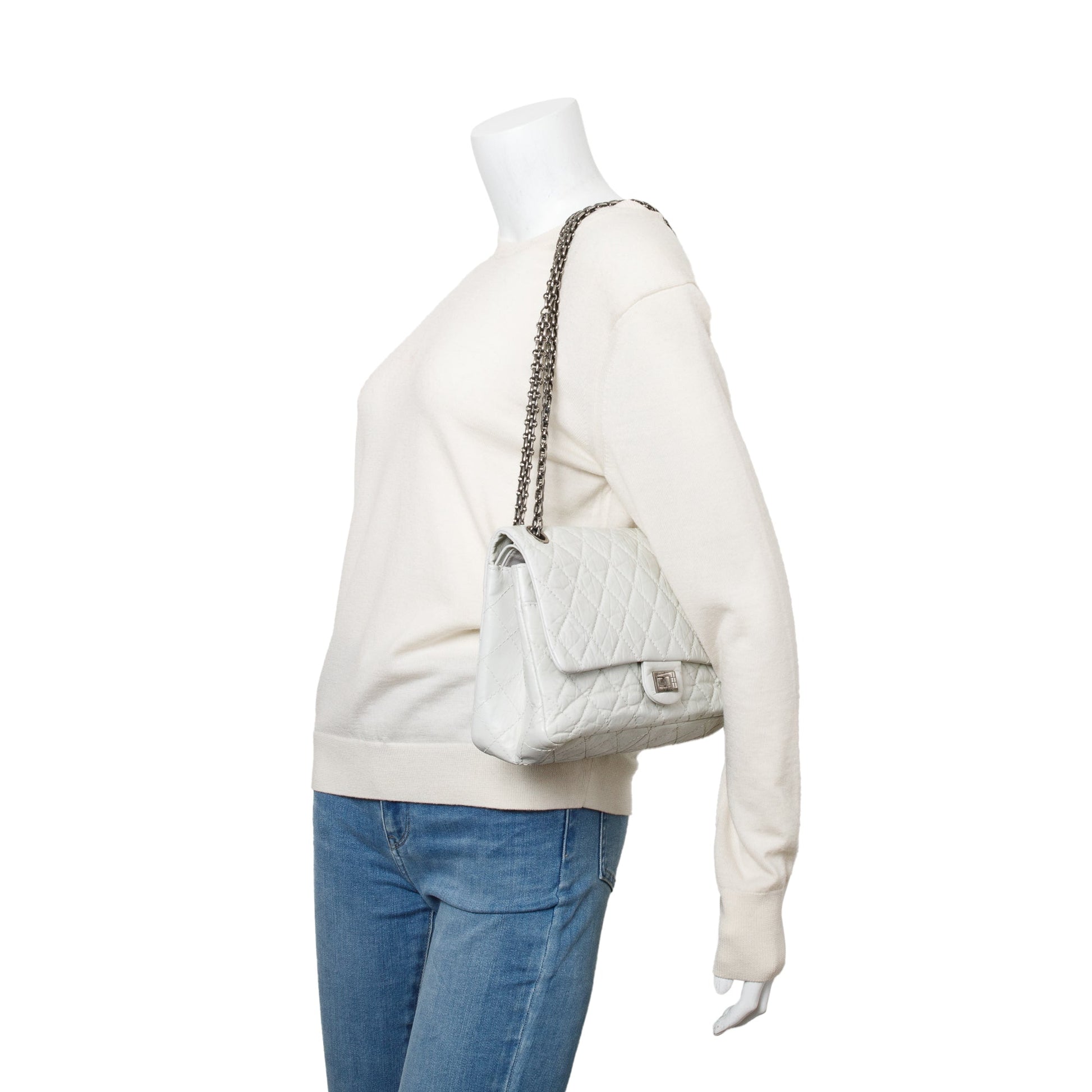 Chanel Aged 2.55 Reissue 226 Double Leather Calfskin Ivory Travel Bag
