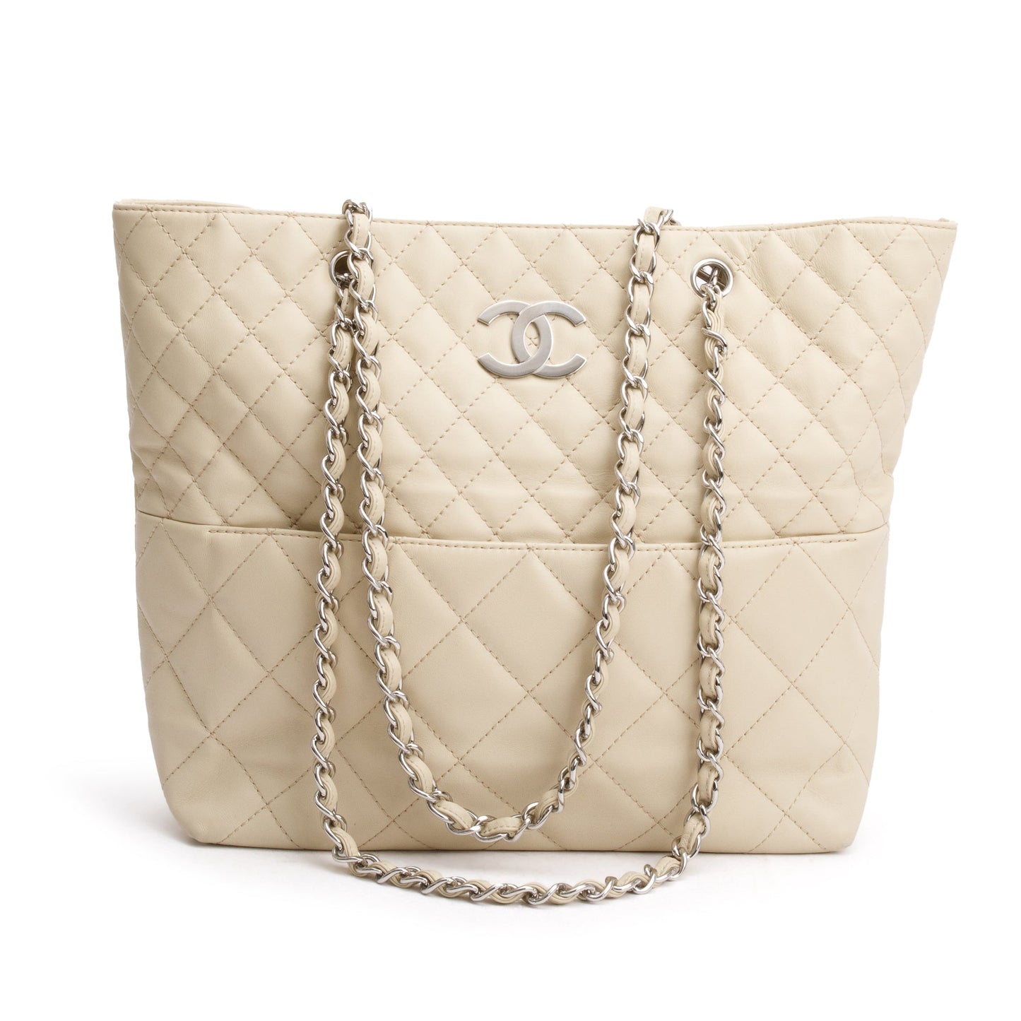 Chanel Quilted Business North South Leather Calfskin Ivory Travel Bag