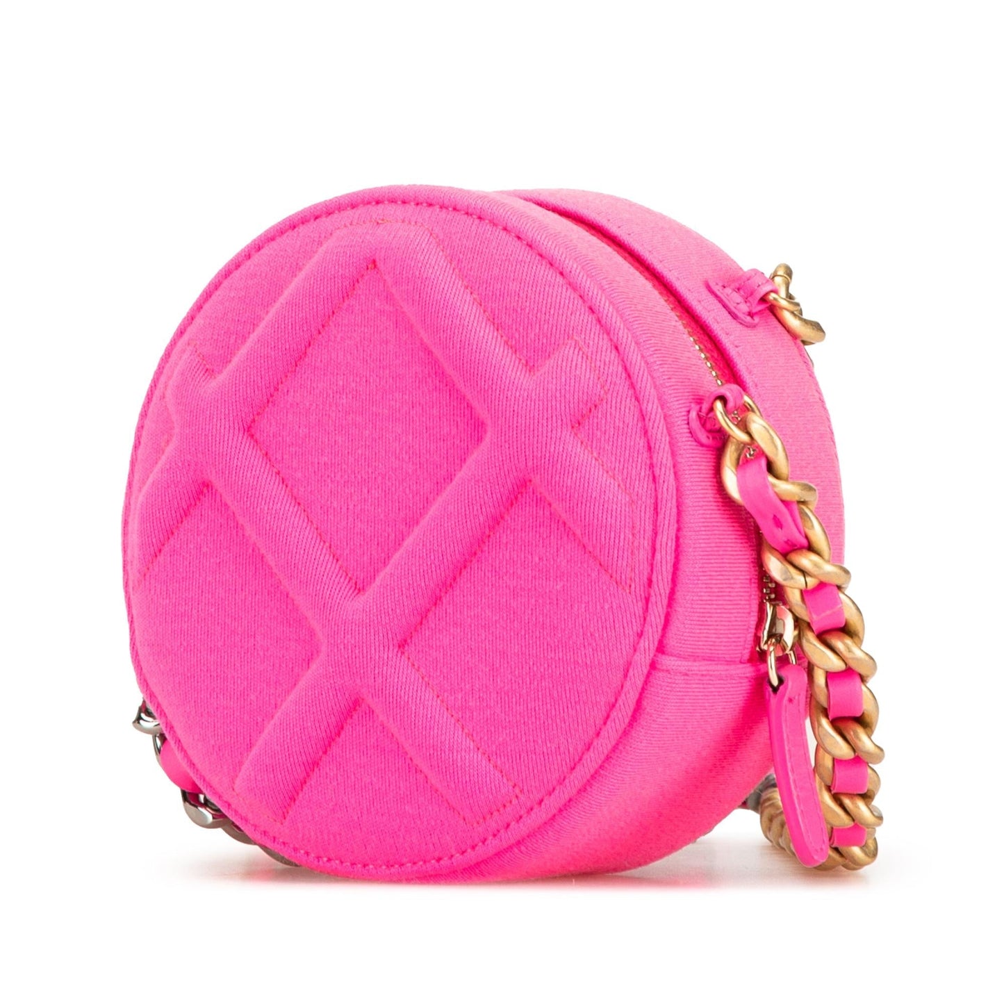 Chanel Jersey 19 Round on Clutch Bag On Chain