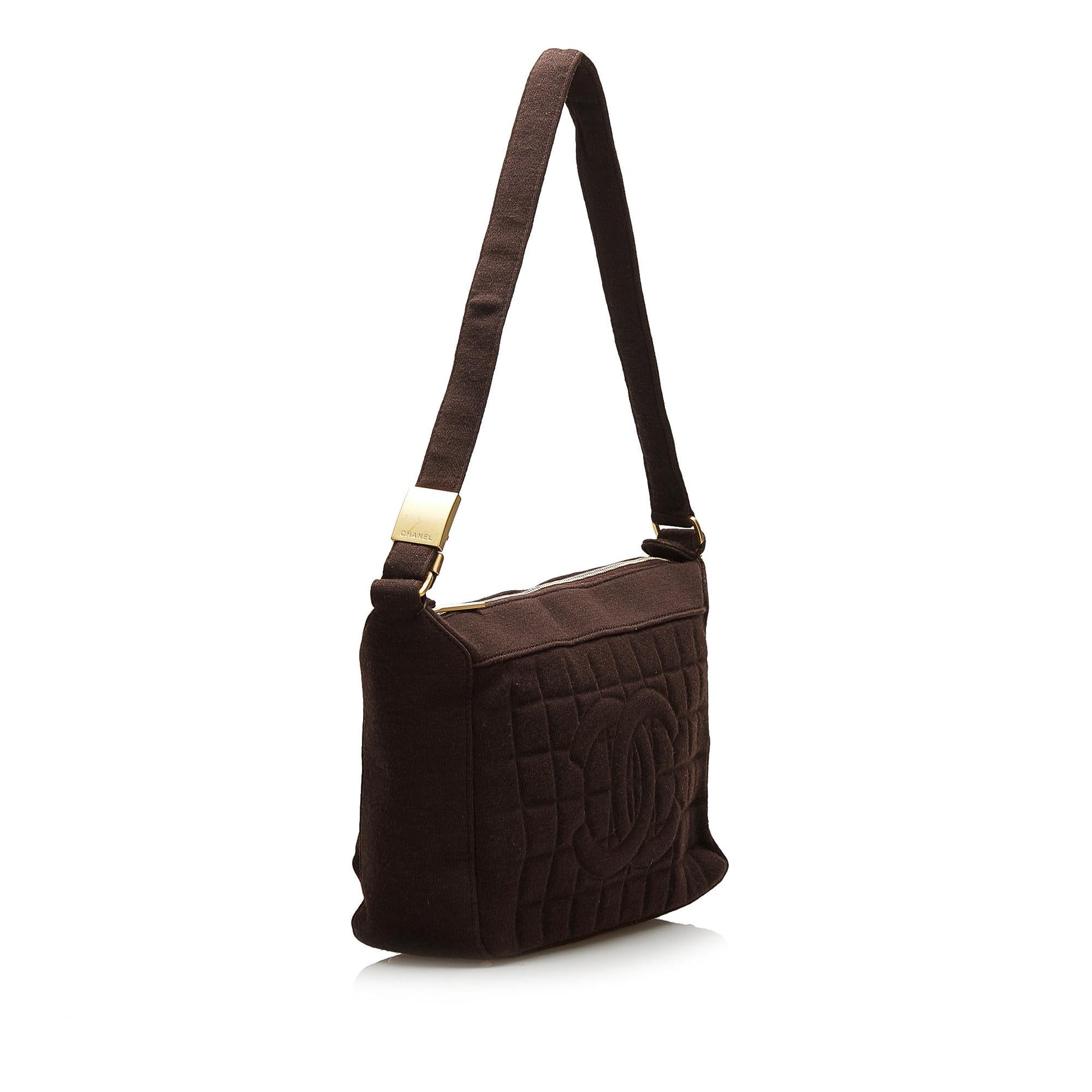 Chanel Jersey Chocolate Bar SHG Shoulder Bag