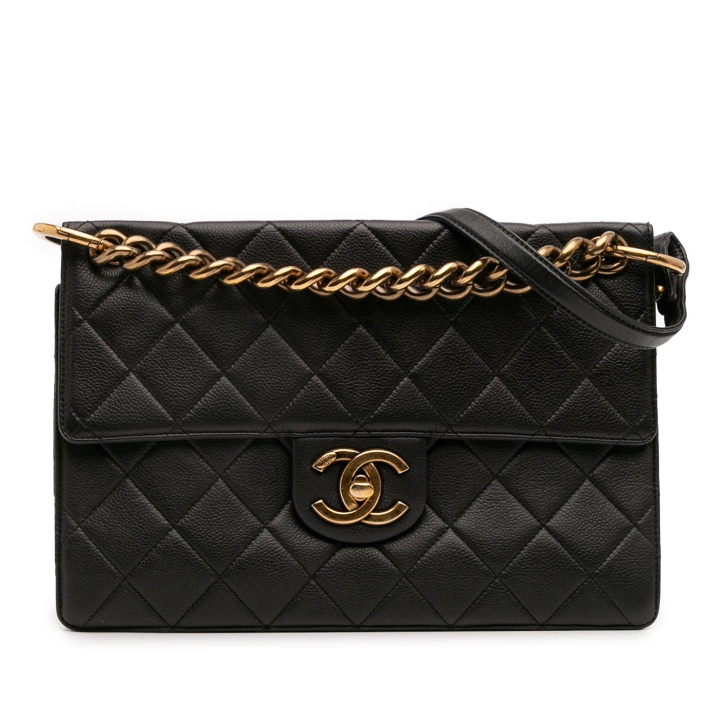Chanel Jumbo CC Quilted Caviar Chunky Flap Handbag