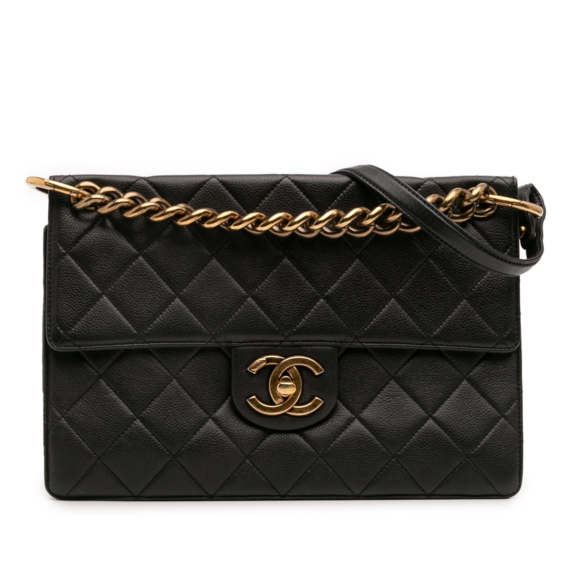 Chanel Jumbo CC Quilted Caviar Chunky Flap Handbag