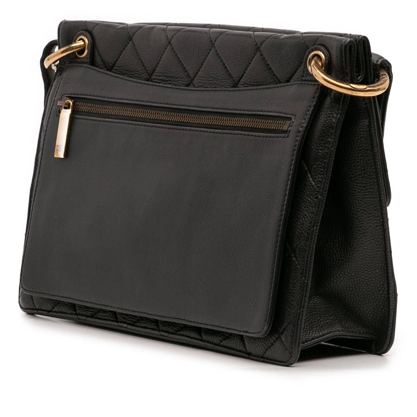 Chanel Jumbo CC Quilted Caviar Chunky Flap Handbag