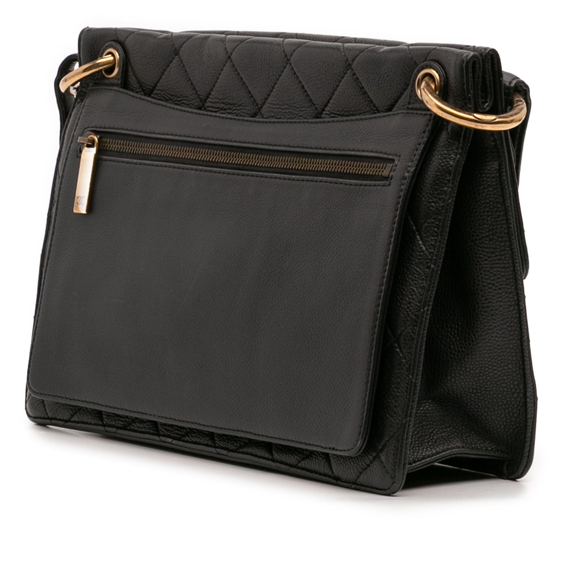 Chanel Jumbo CC Quilted Caviar Chunky Flap Handbag