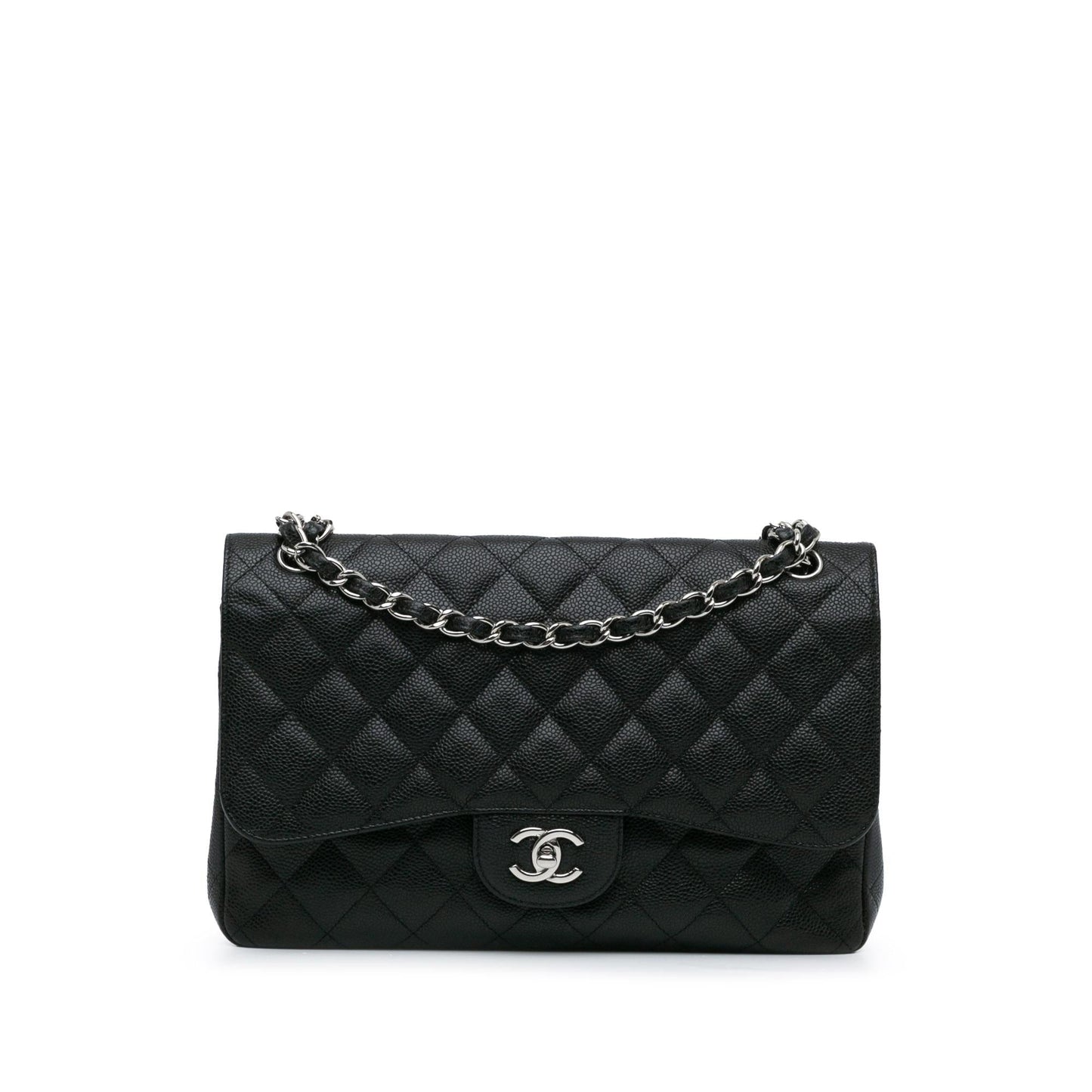 Chanel Jumbo Classic Caviar Double Flap Handbag Shg Psowea
