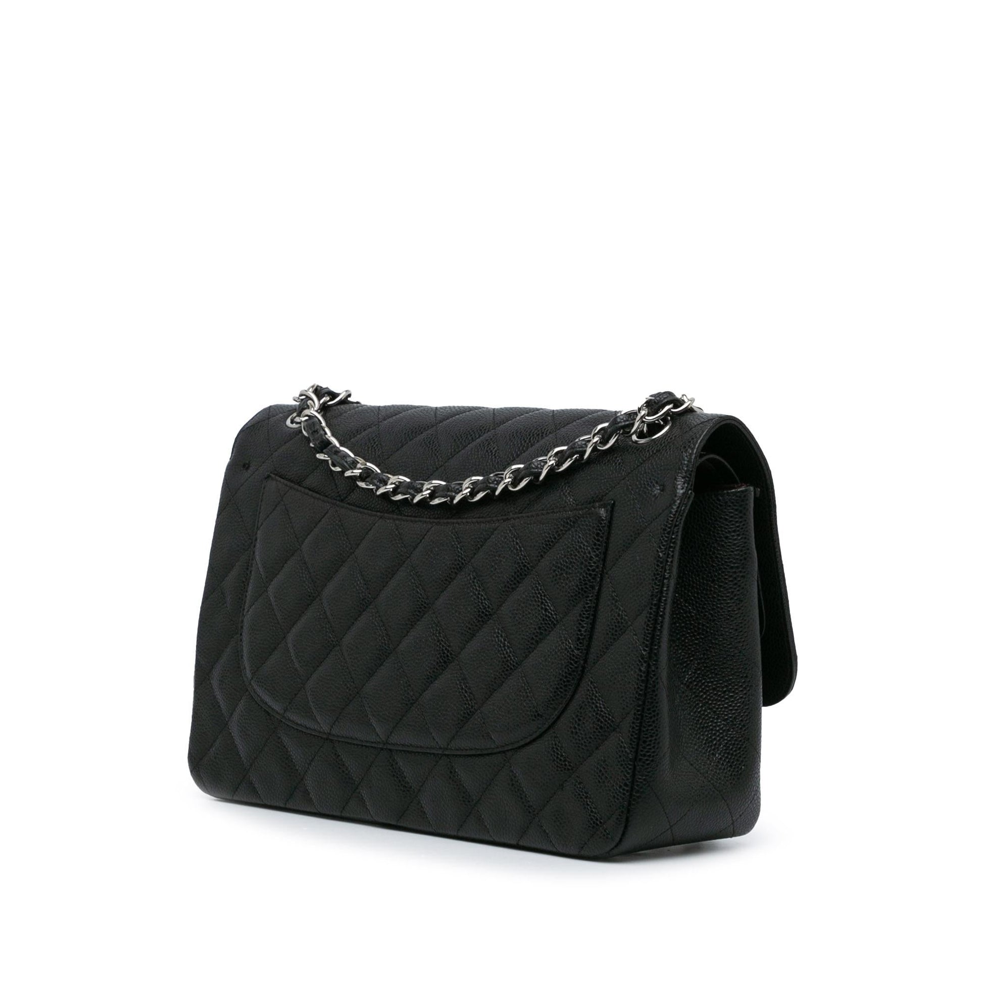 Chanel Jumbo Classic Caviar Double Flap Handbag Shg Psowea