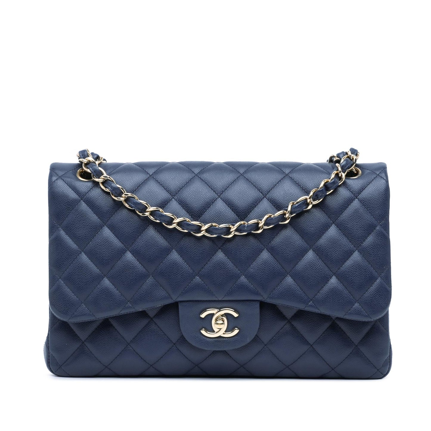 Chanel Jumbo Classic Caviar Double Flap Handbag Shg Snk7Uv