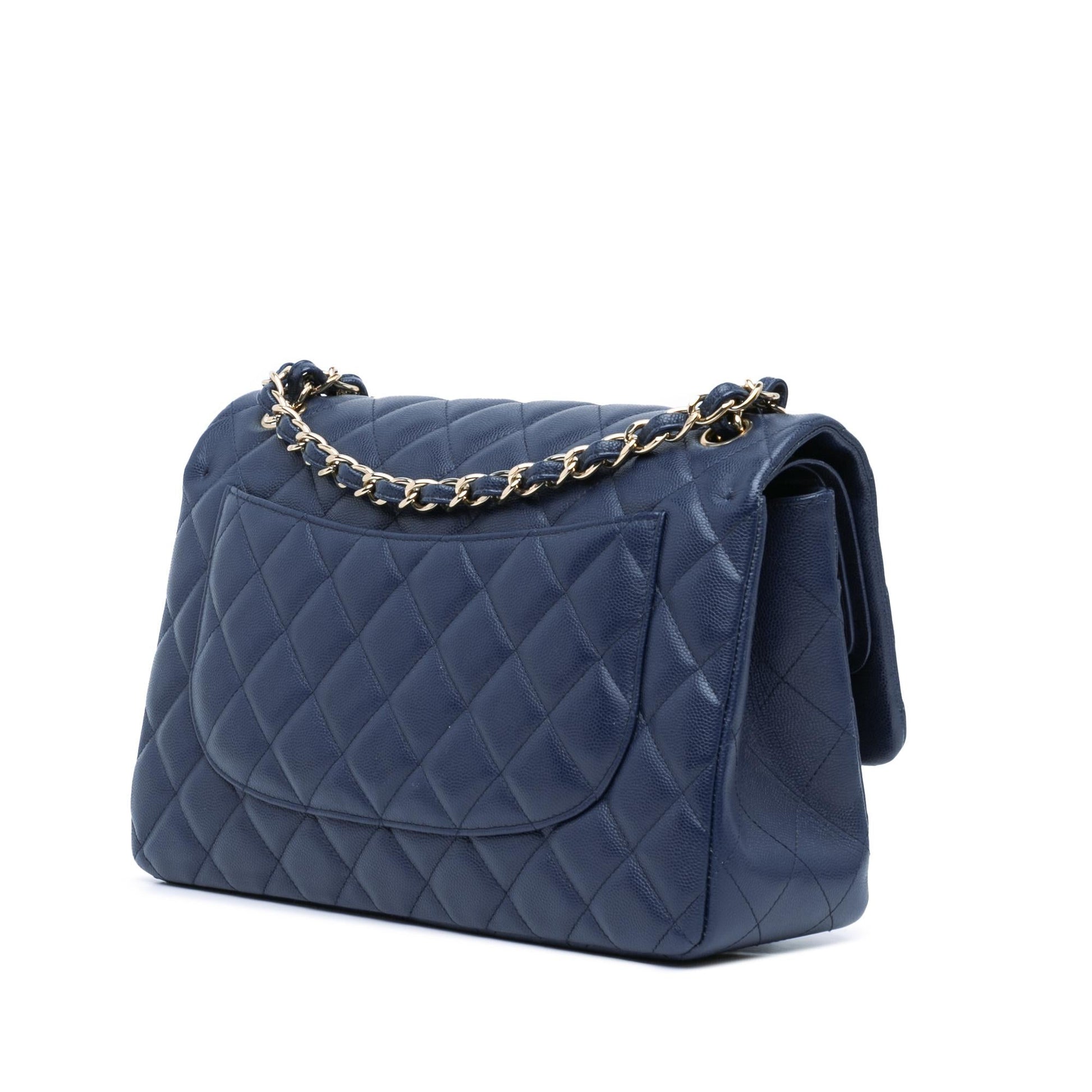 Chanel Jumbo Classic Caviar Double Flap Handbag Shg Snk7Uv