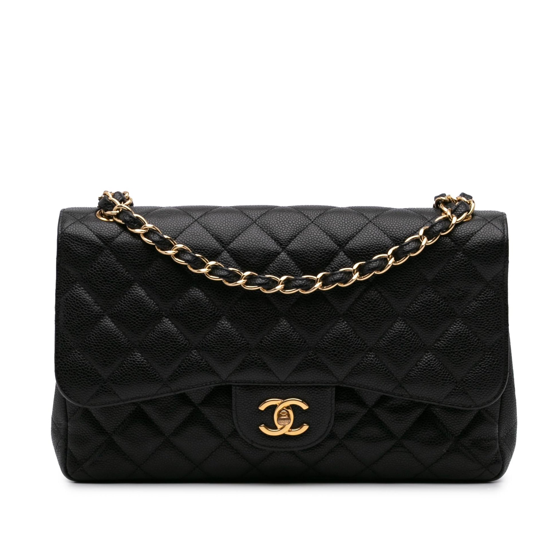 Chanel Jumbo Classic Caviar Double Flap Handbag Flap 4