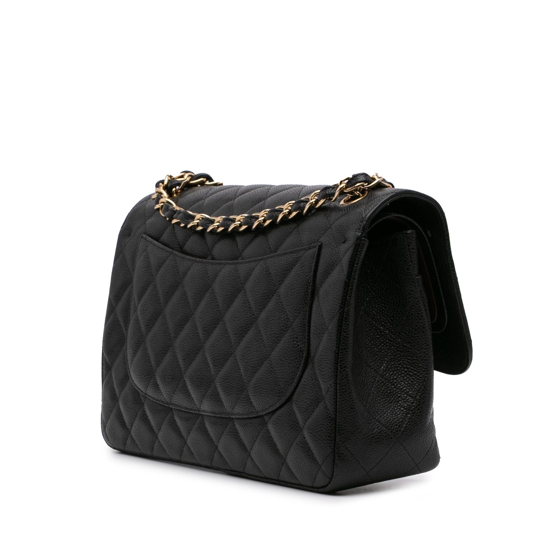 Chanel Jumbo Classic Caviar Double Flap Handbag Flap 4