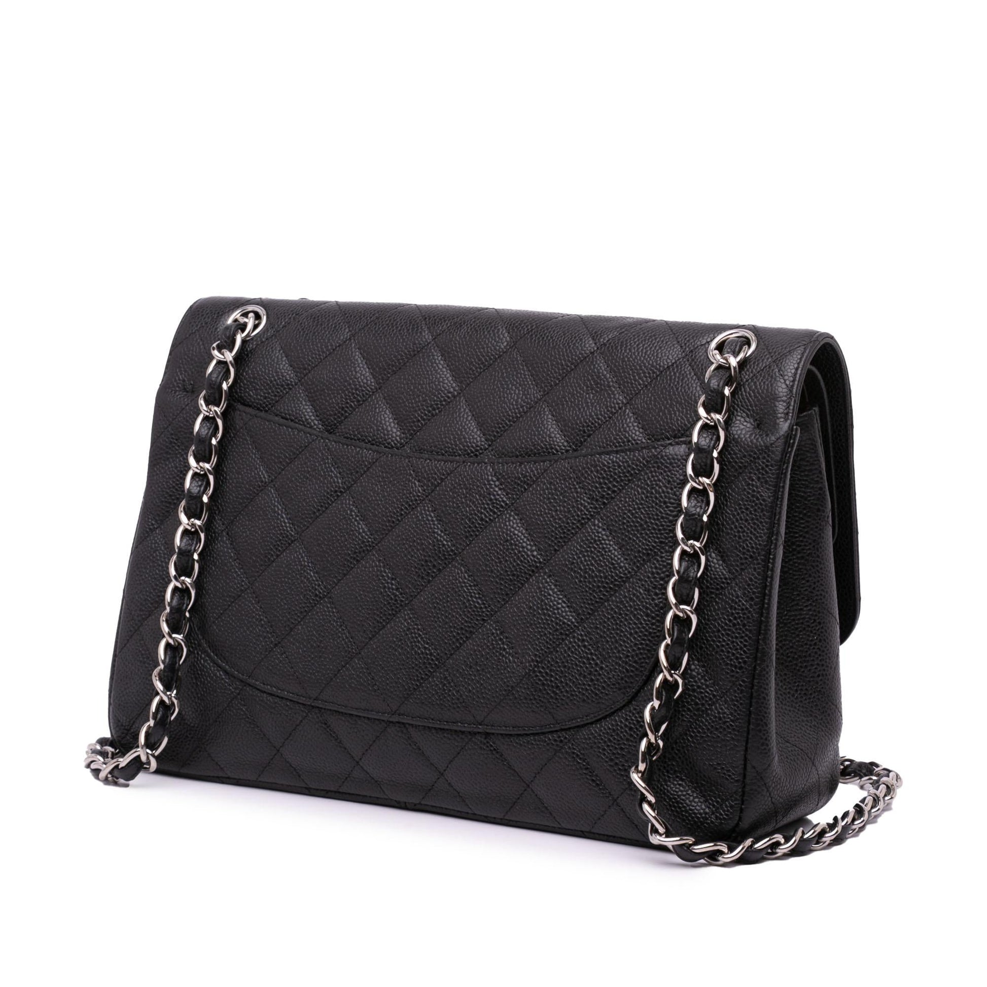 Chanel Jumbo Classic Caviar Double Flap Handbag Flap 5