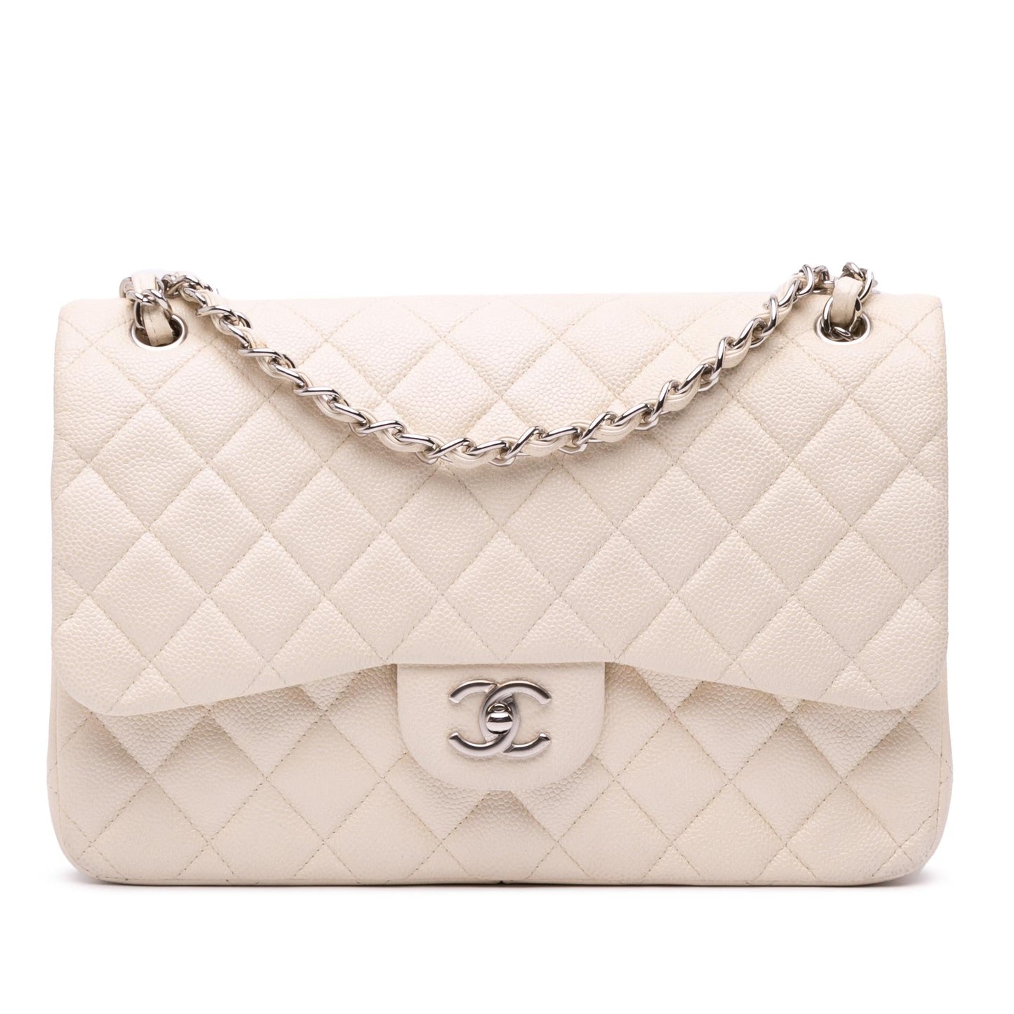 Chanel Jumbo Classic Caviar Double Flap Handbag Flap 10