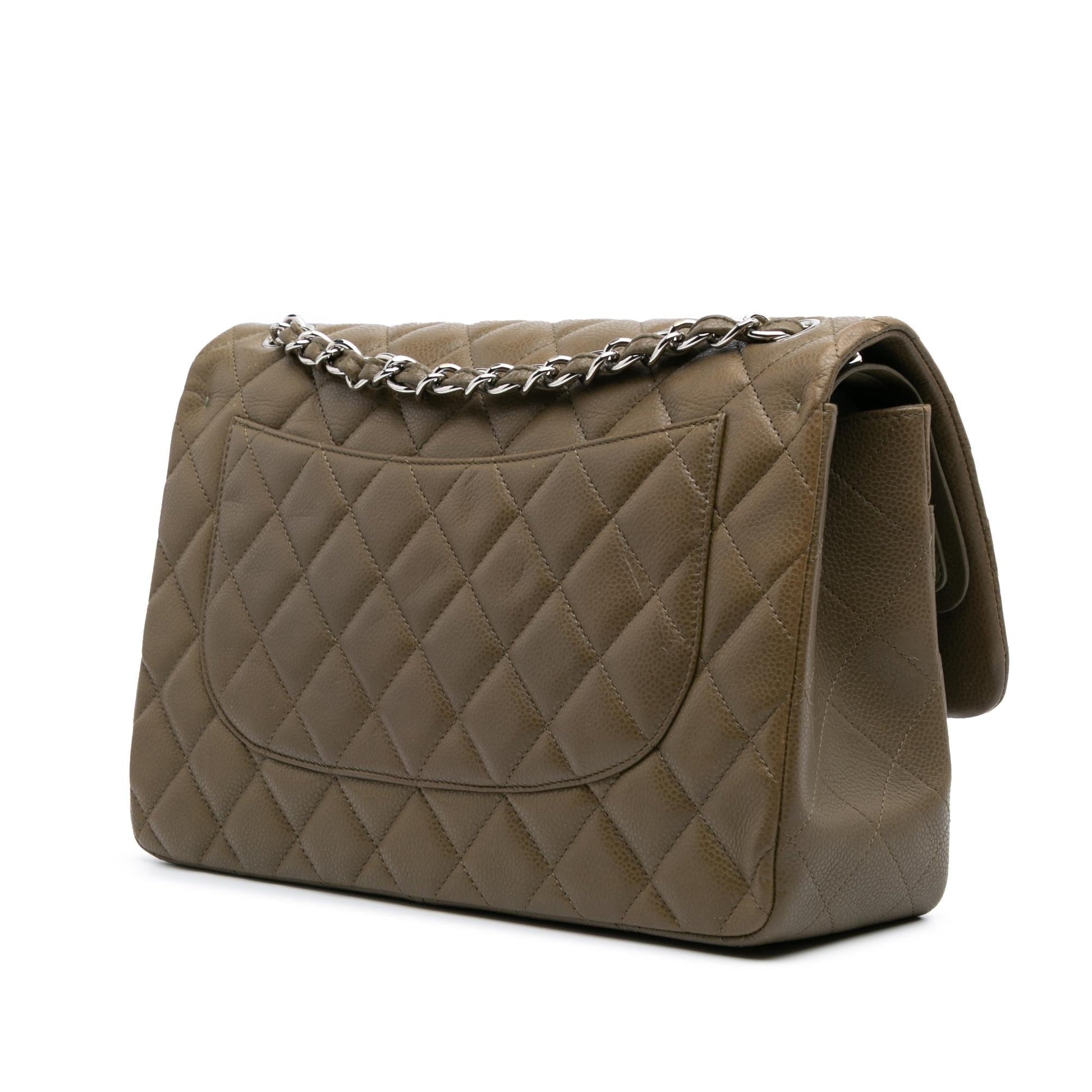 Chanel Jumbo Classic Caviar Double Flap Handbag Flap 9