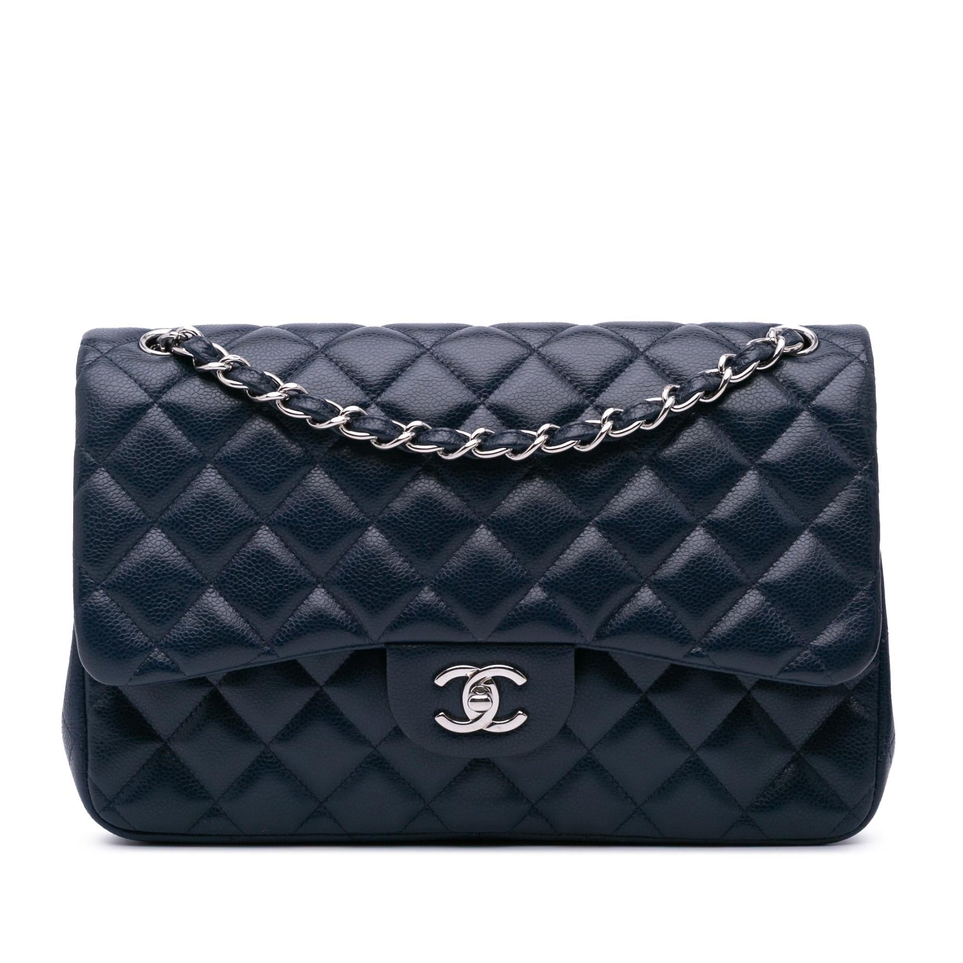 Chanel Jumbo Classic Caviar Double Flap Handbag Flap 7