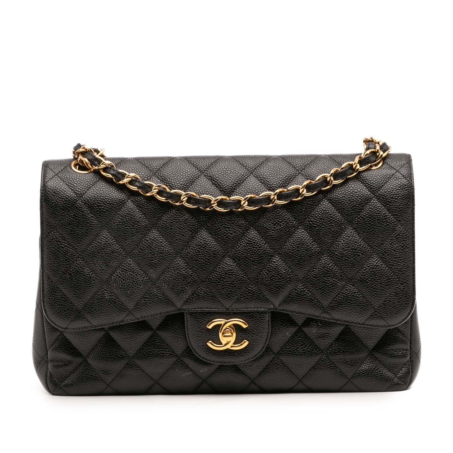Chanel Jumbo Classic Caviar Double Flap Handbag Flap 26