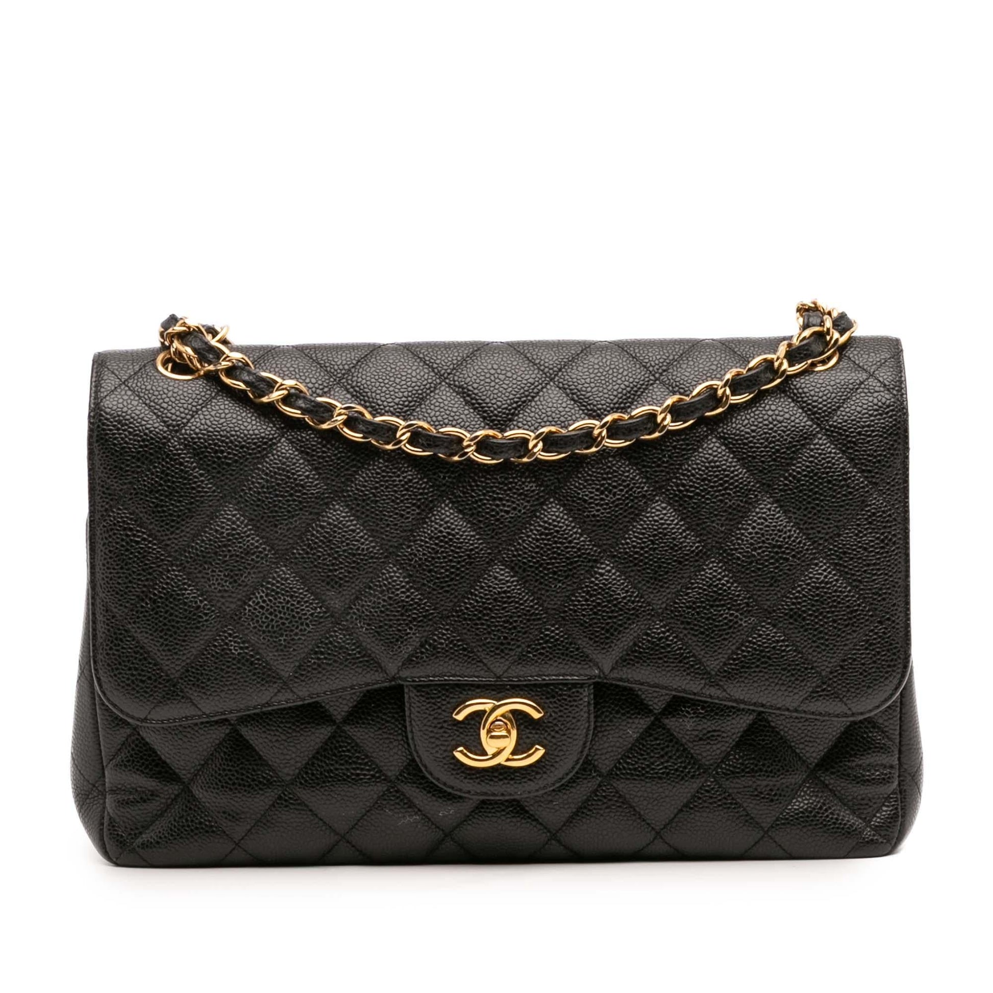 Chanel Jumbo Classic Caviar Double Flap Handbag Flap 26