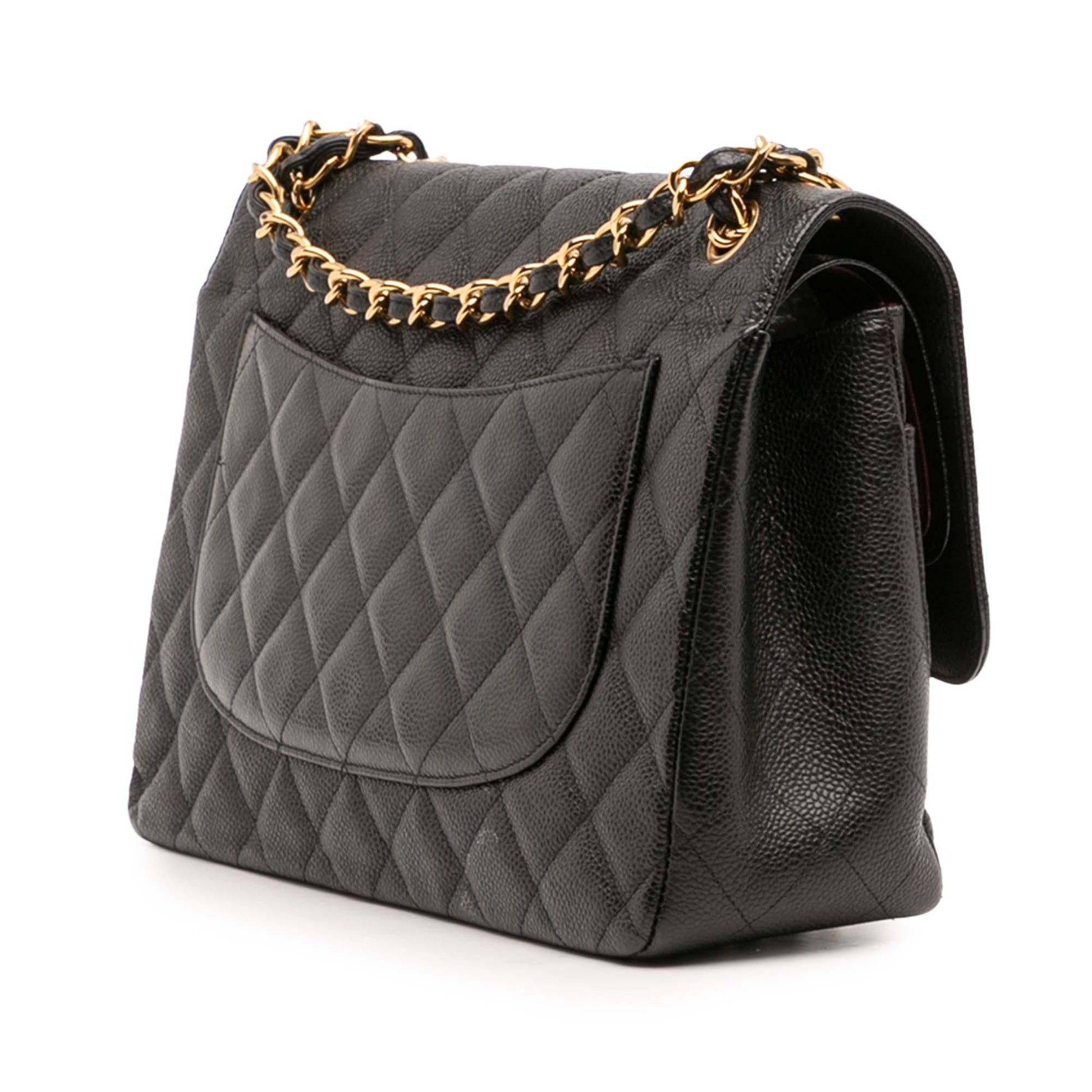 Chanel Jumbo Classic Caviar Double Flap Handbag Flap 26