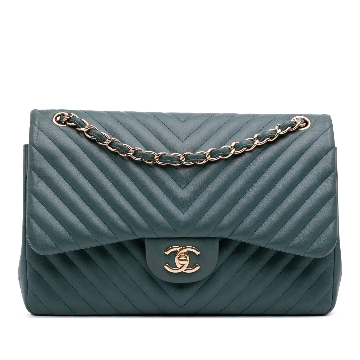 Chanel Jumbo Classic Chevron Lambskin Double Flap Handbag