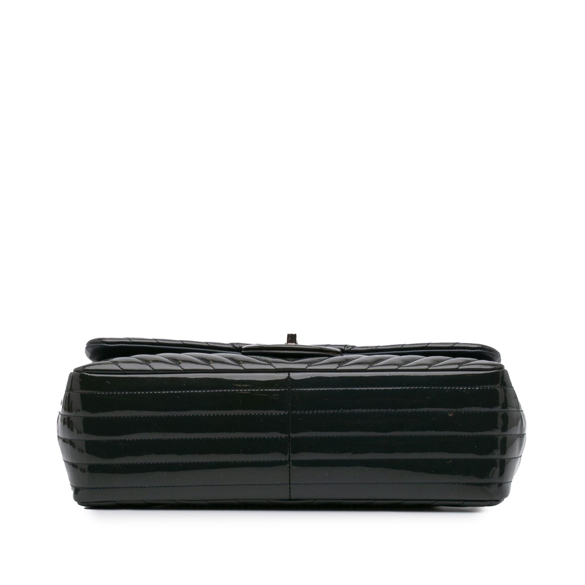 Chanel Jumbo Classic Chevron Patent Double Flap Handbag
