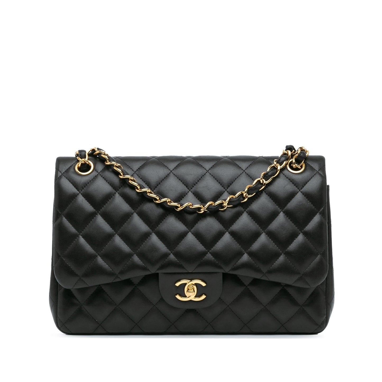 Chanel Jumbo Classic Lambskin Double Flap Handbag Shg Dzdhmv