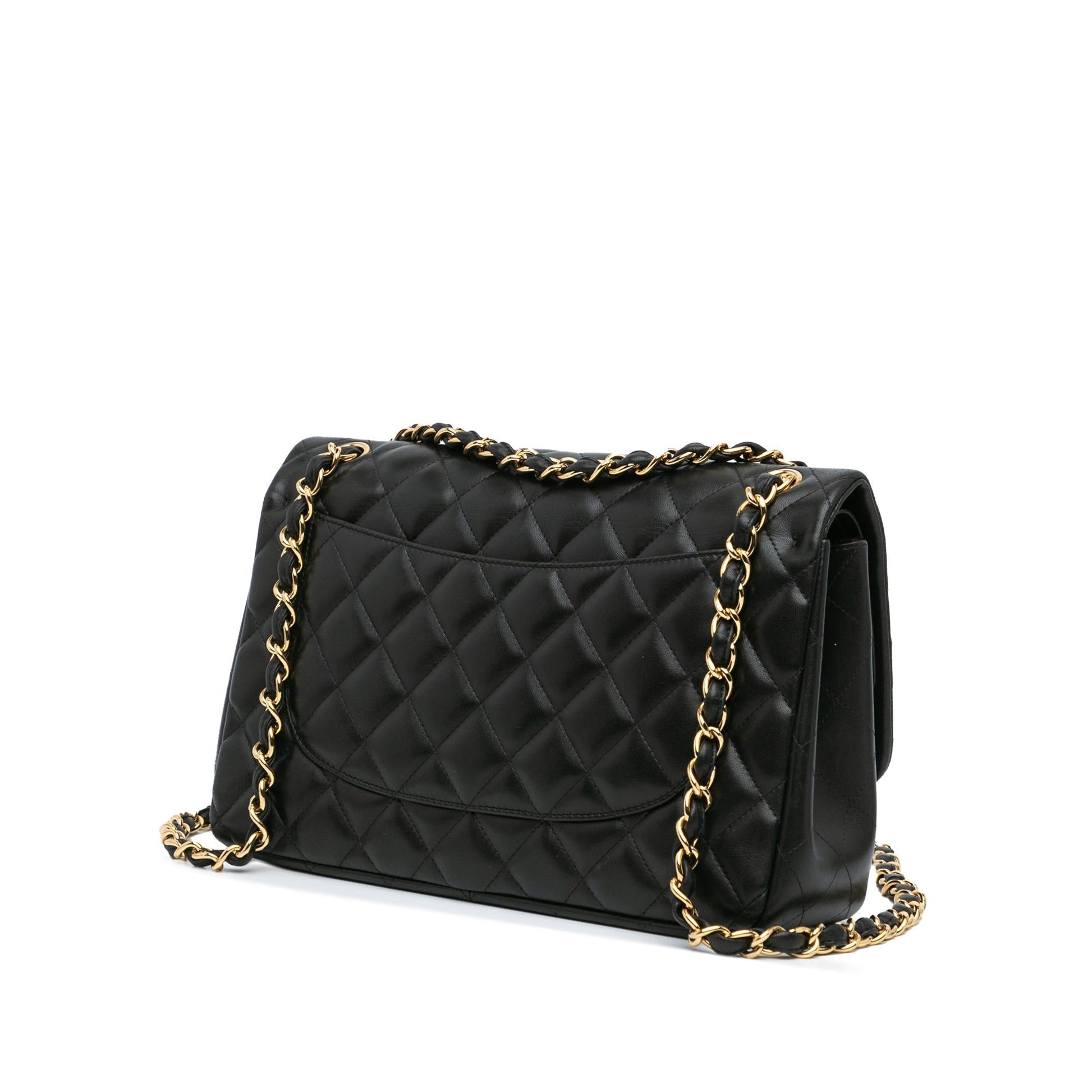 Chanel Jumbo Classic Lambskin Double Flap Handbag Shg Dzdhmv