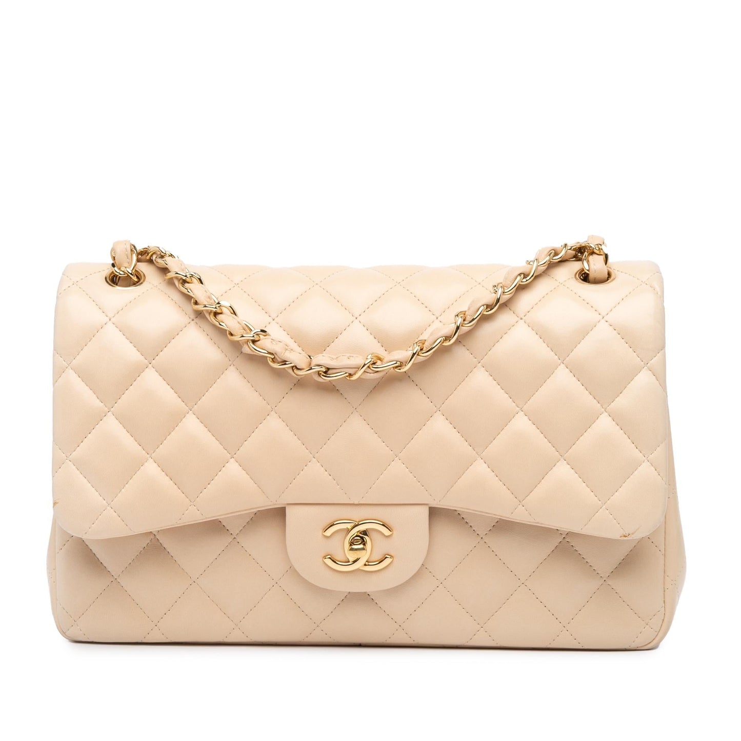 Chanel Jumbo Classic Lambskin Double Flap Handbag Shg Ocalna