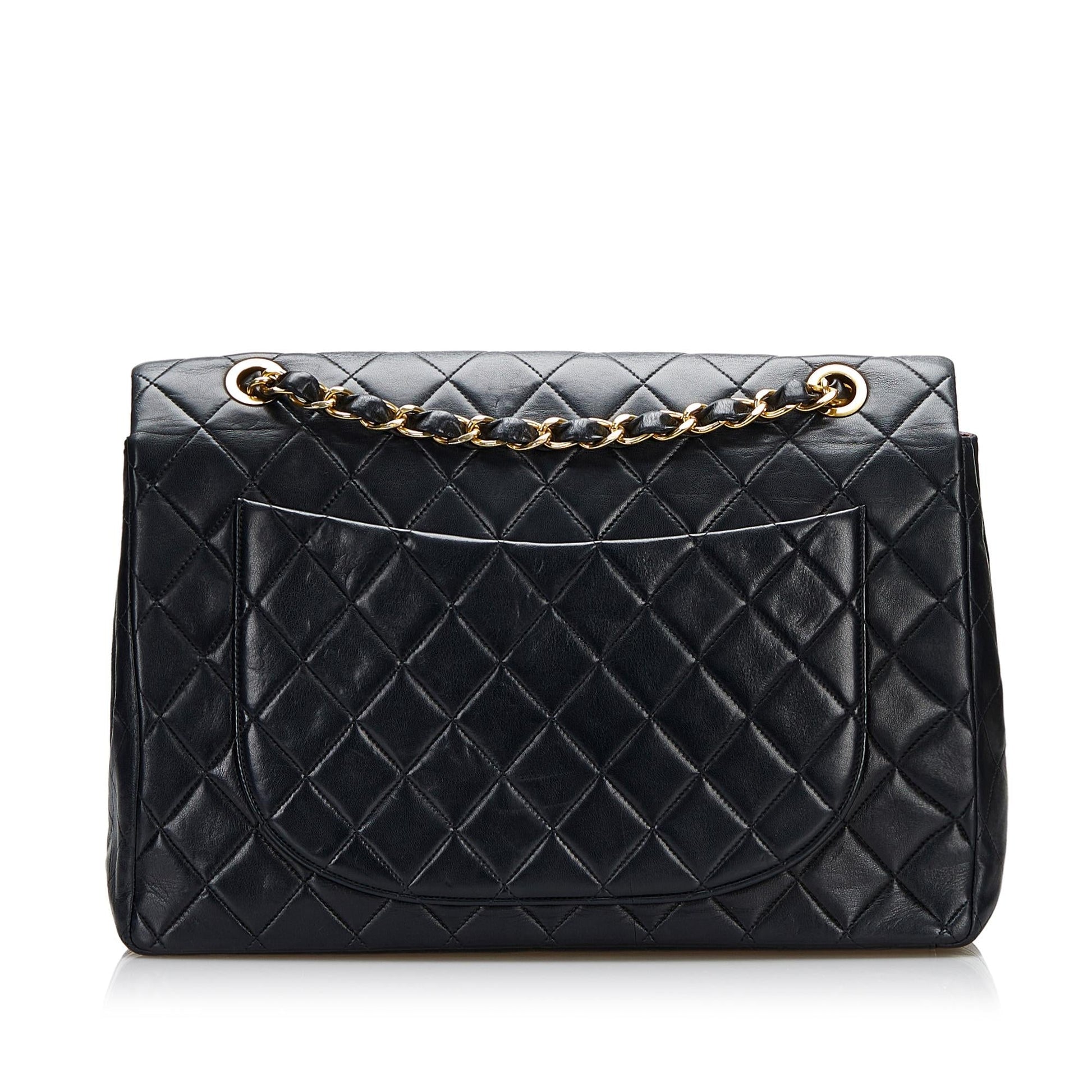 Chanel Jumbo Classic Lambskin Maxi Single Flap Shoulder Bag