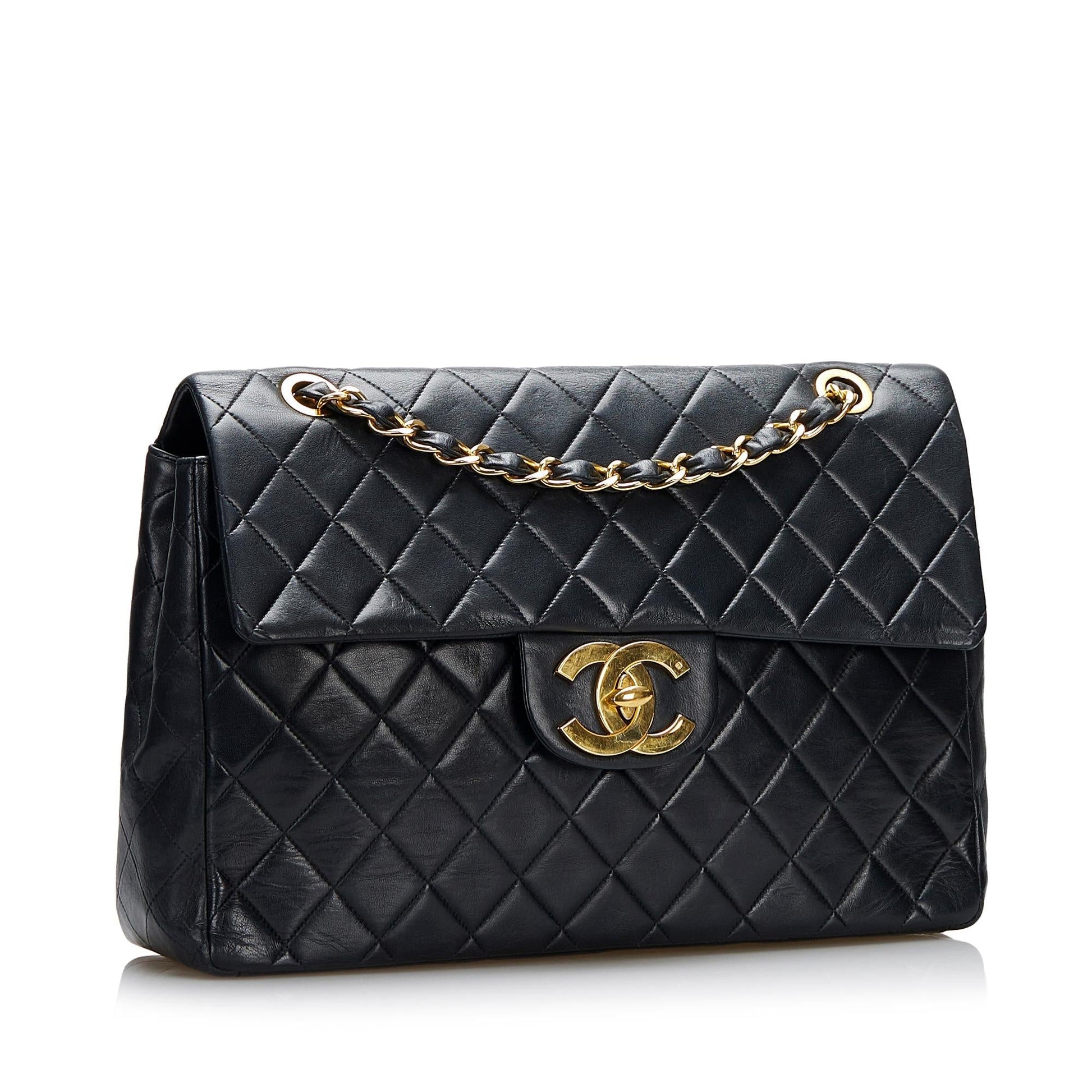 Chanel Jumbo Classic Lambskin Maxi Single Flap Shoulder Bag
