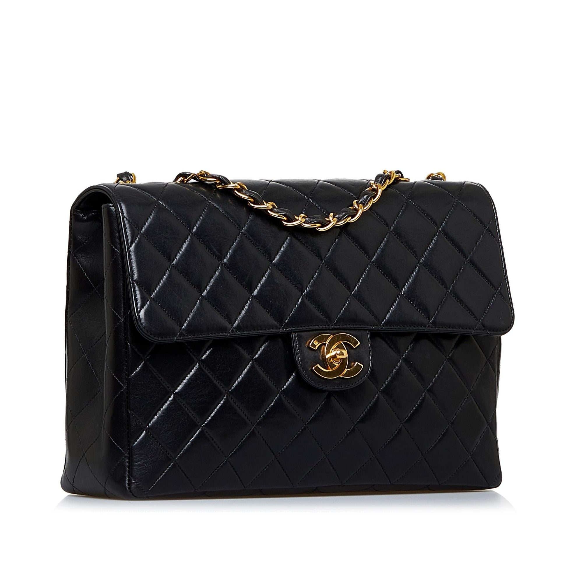 Chanel Jumbo Classic Lambskin Maxi Single Flap Handbag