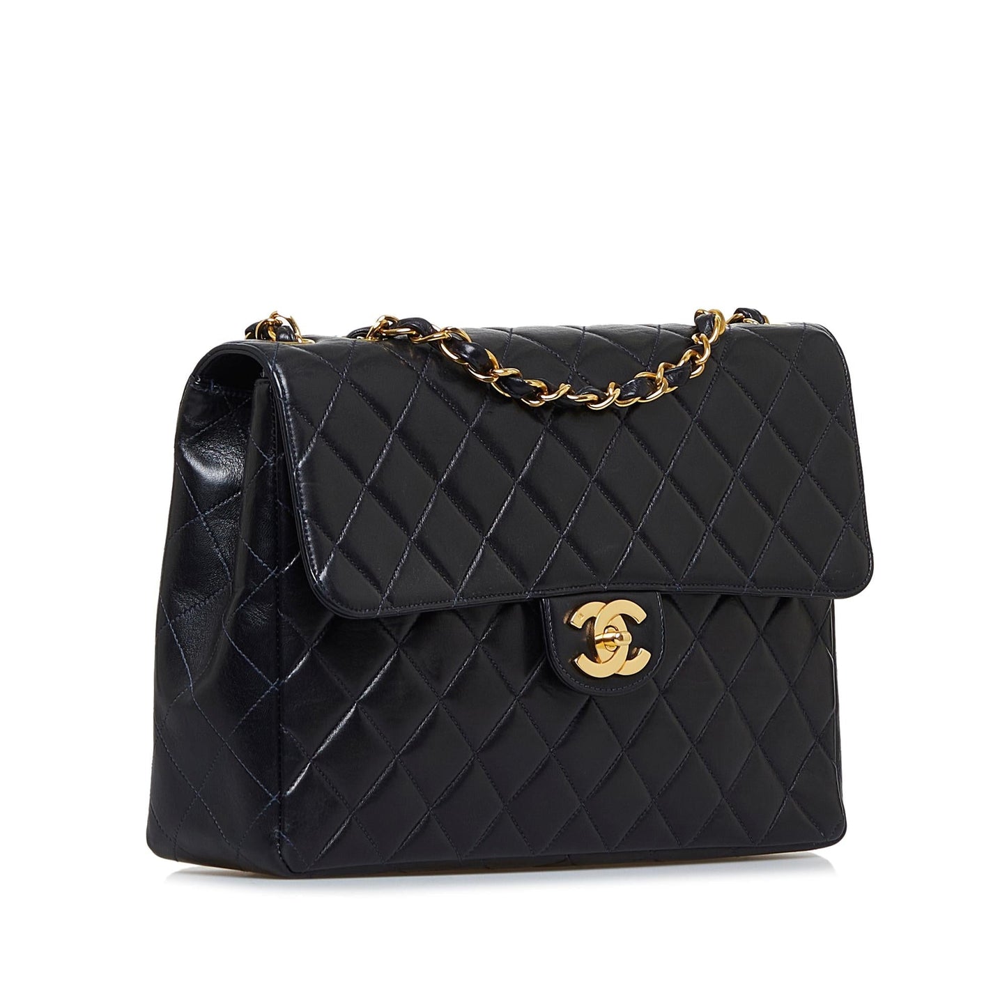 Chanel Jumbo Classic Lambskin Maxi Single Flap Handbag Shg P1Ej2I