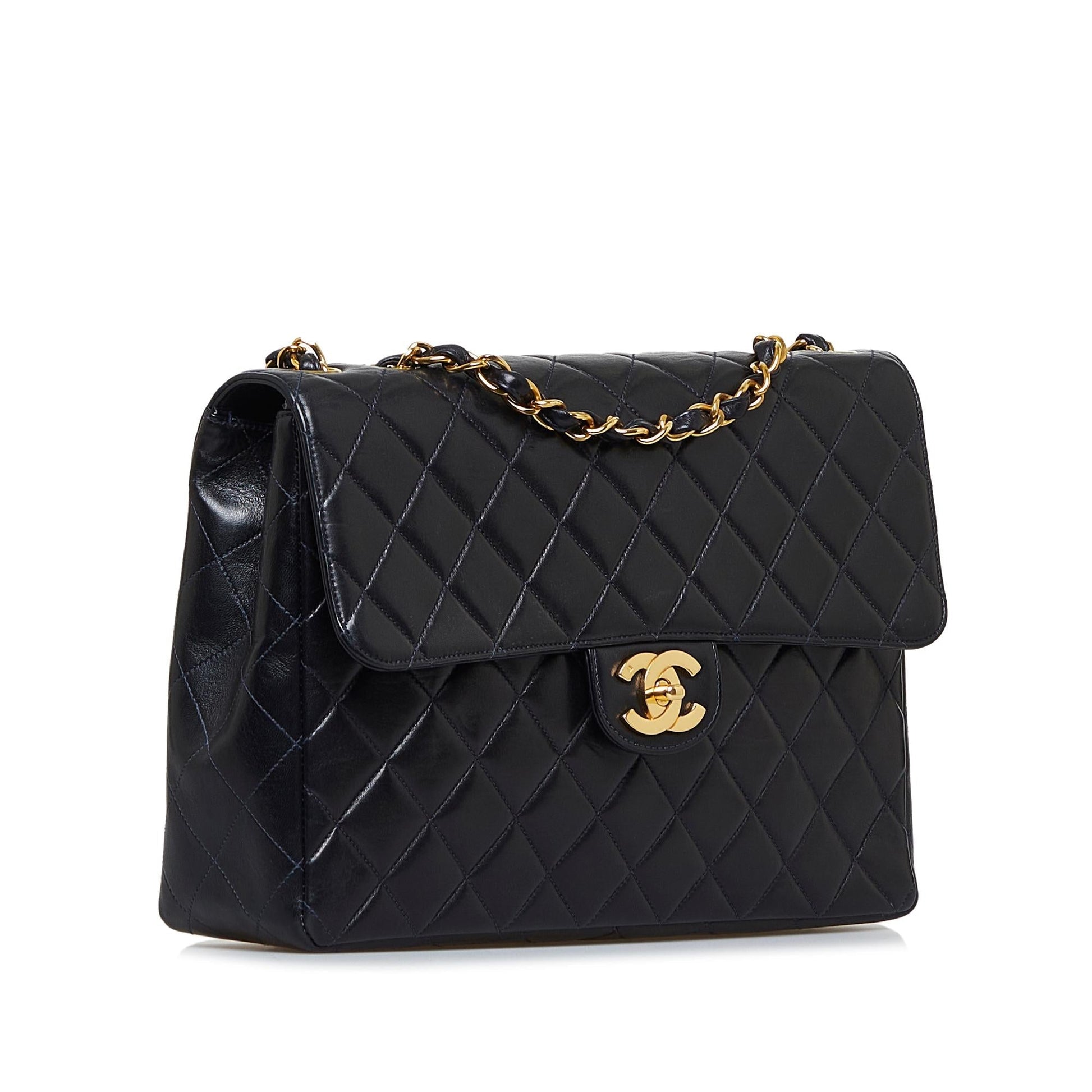 Chanel Jumbo Classic Lambskin Maxi Single Flap Handbag Shg P1Ej2I