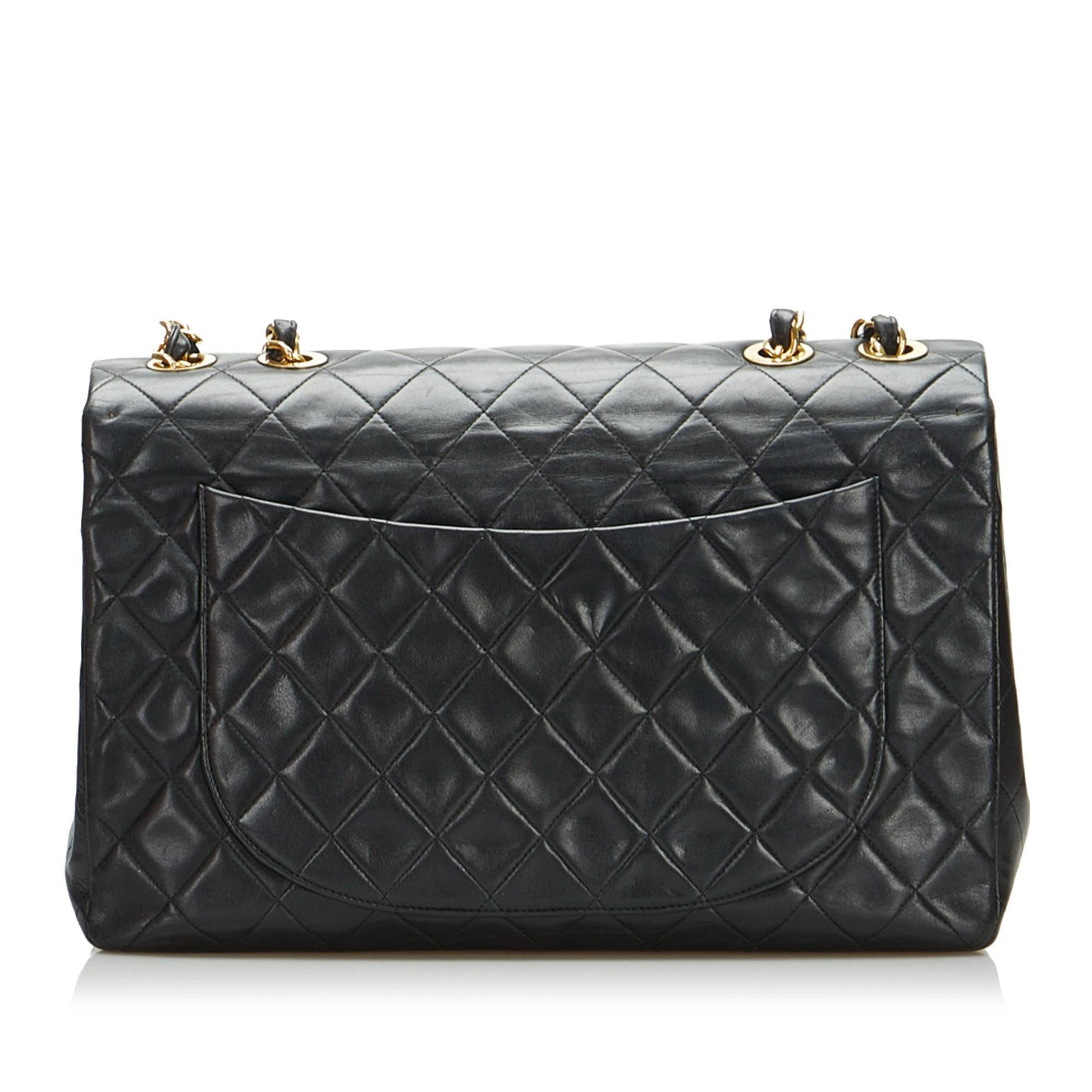 Chanel Jumbo Classic Lambskin Maxi Single Flap Handbag Shg Heisbi