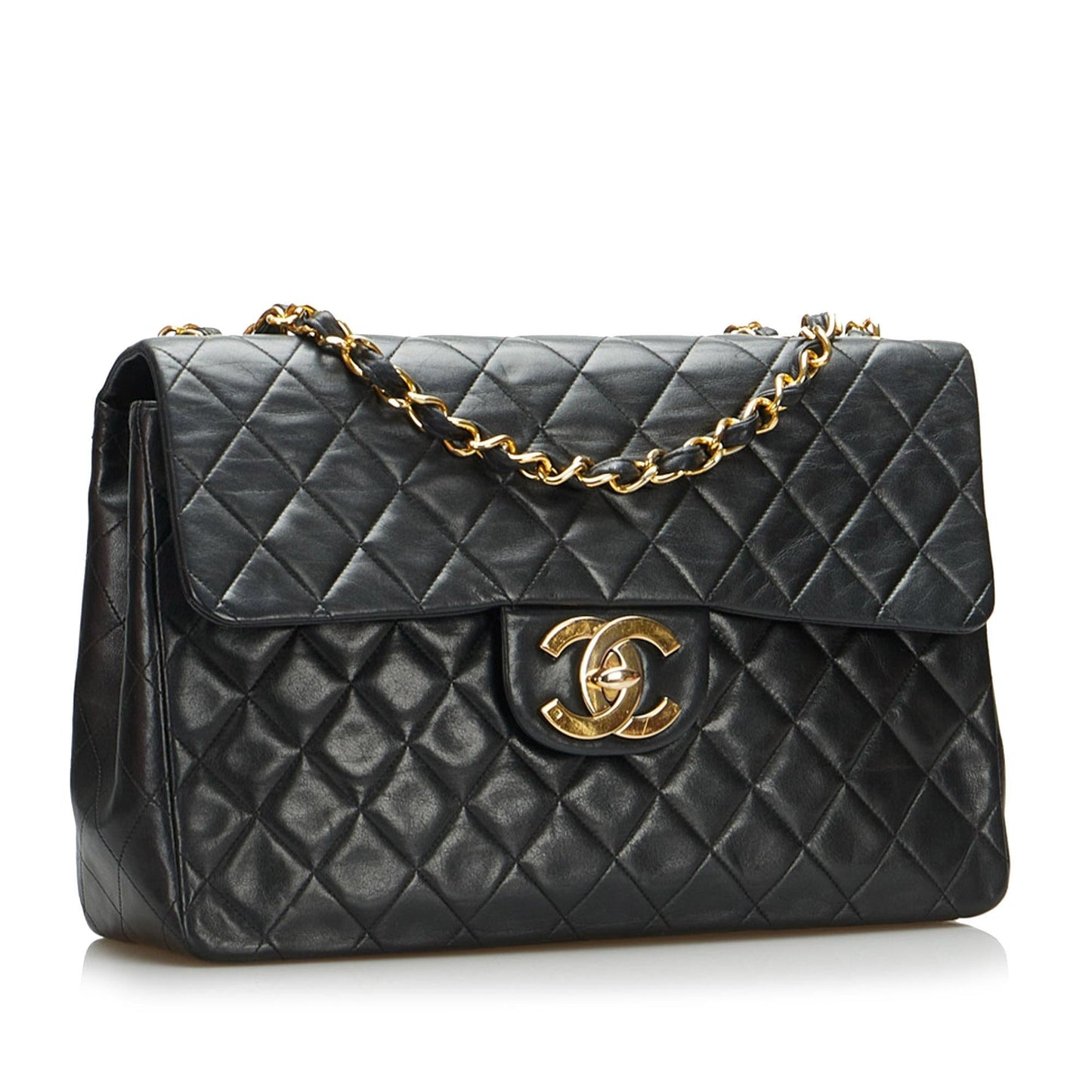 Chanel Jumbo Classic Lambskin Maxi Single Flap Handbag Shg Heisbi