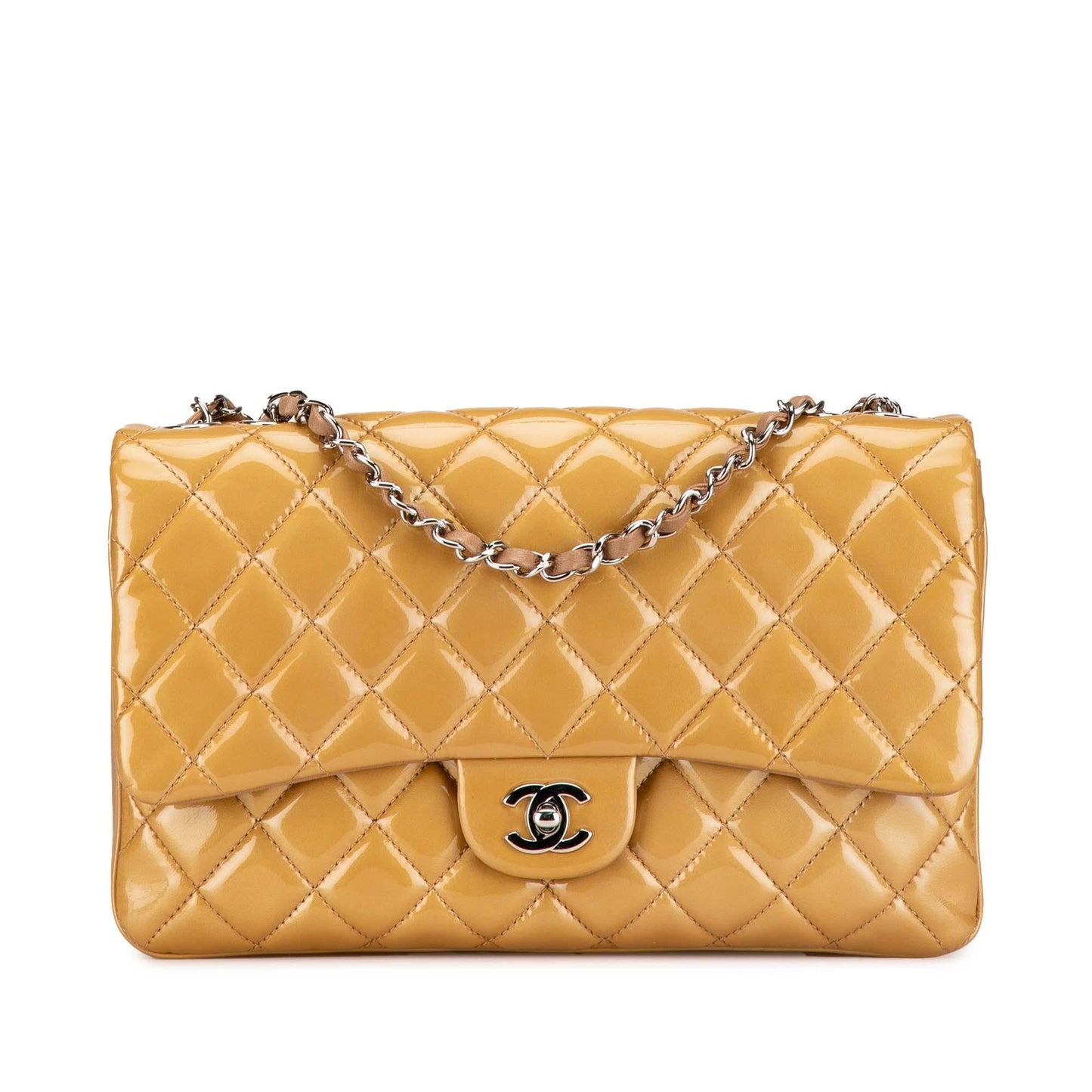 Chanel Jumbo Classic Patent 3 Compartment Flap Handbag
