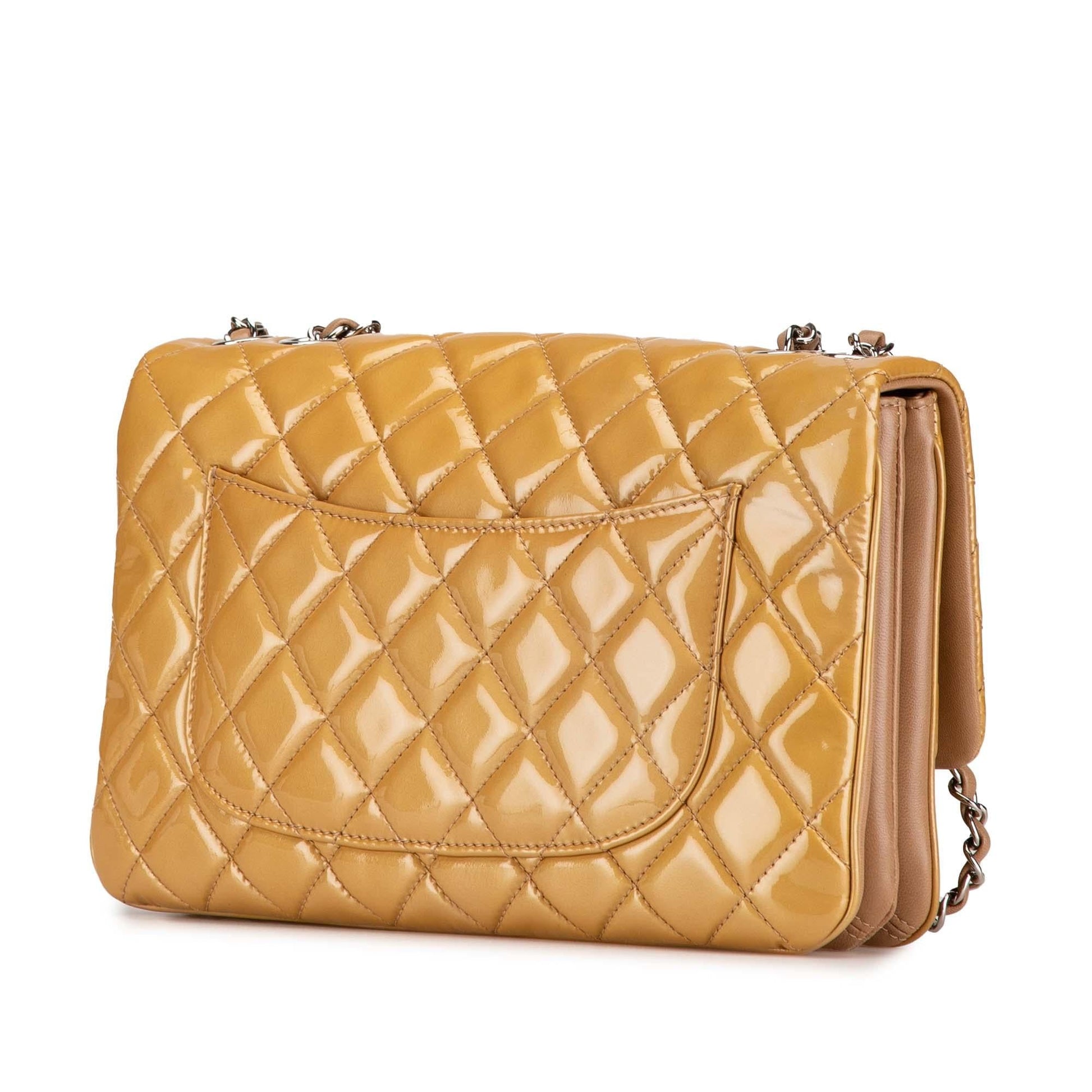Chanel Jumbo Classic Patent 3 Compartment Flap Handbag