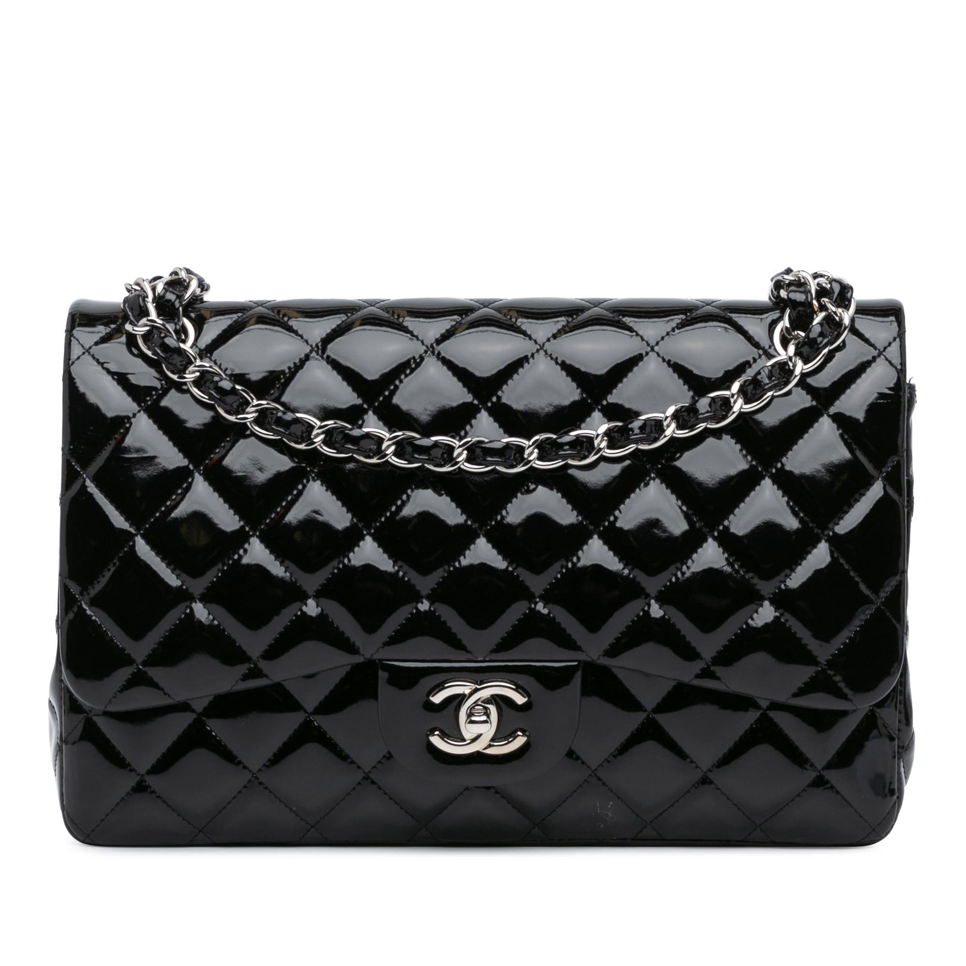 Chanel Jumbo Classic Patent Double Flap Handbag