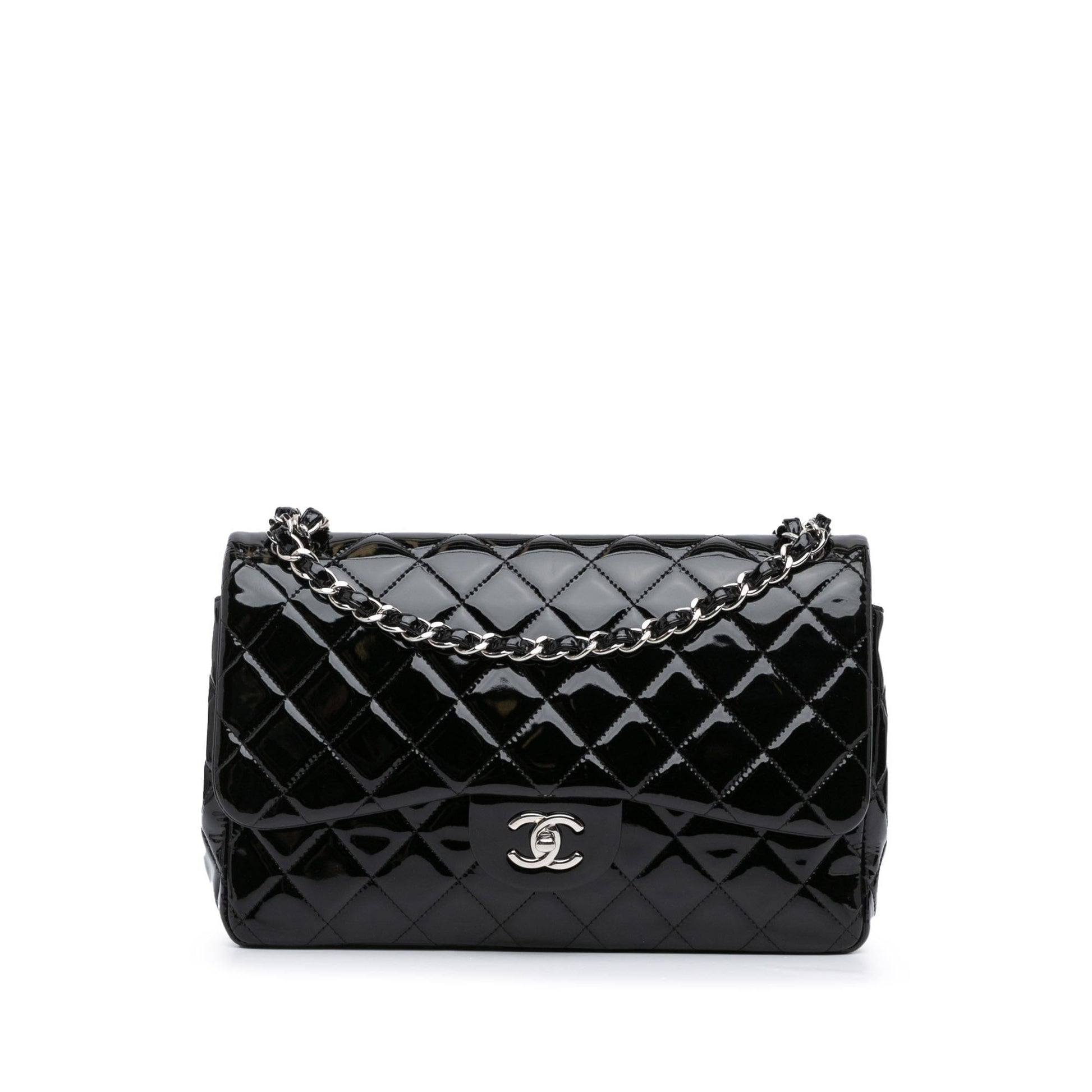 Chanel Jumbo Classic Patent Double Flap Handbag Shg G1Q8Jc