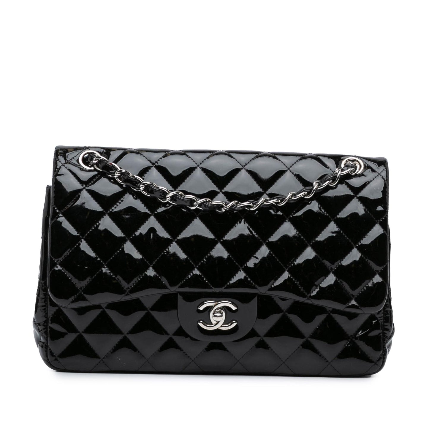 Chanel Jumbo Classic Patent Double Flap Handbag Shg Eyzcff
