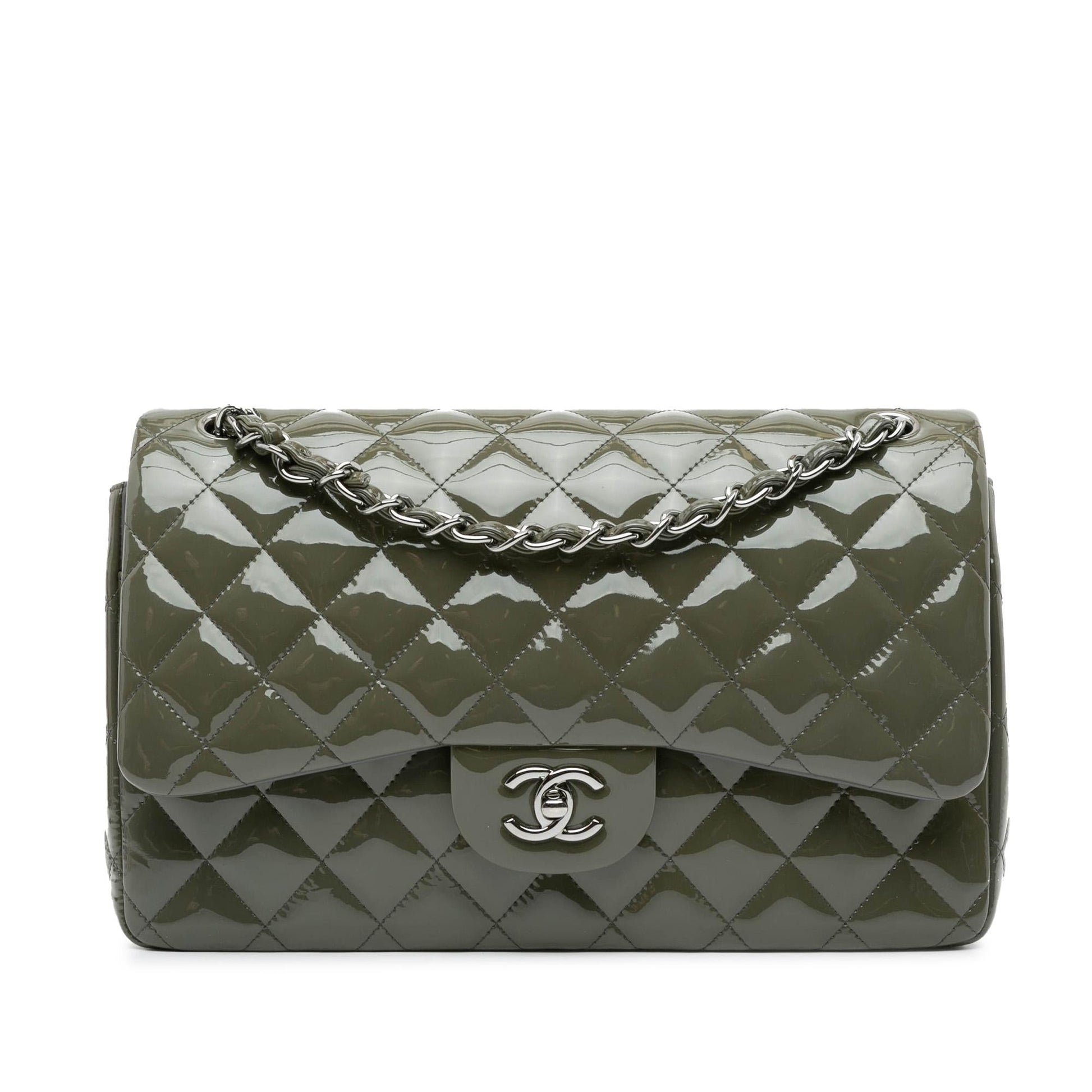 Chanel Jumbo Classic Patent Double Flap Handbag Flap 1