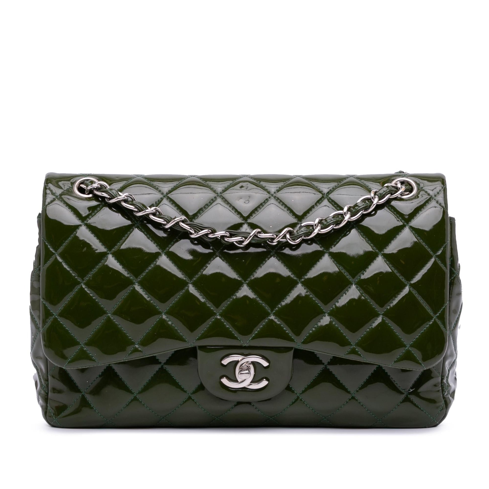 Chanel Jumbo Classic Patent Double Flap Handbag Flap 5