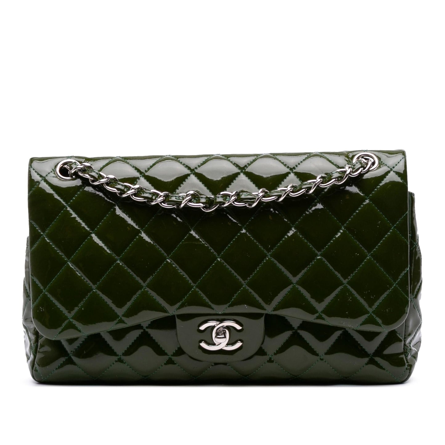 Chanel Jumbo Classic Patent Double Flap Handbag Flap 12