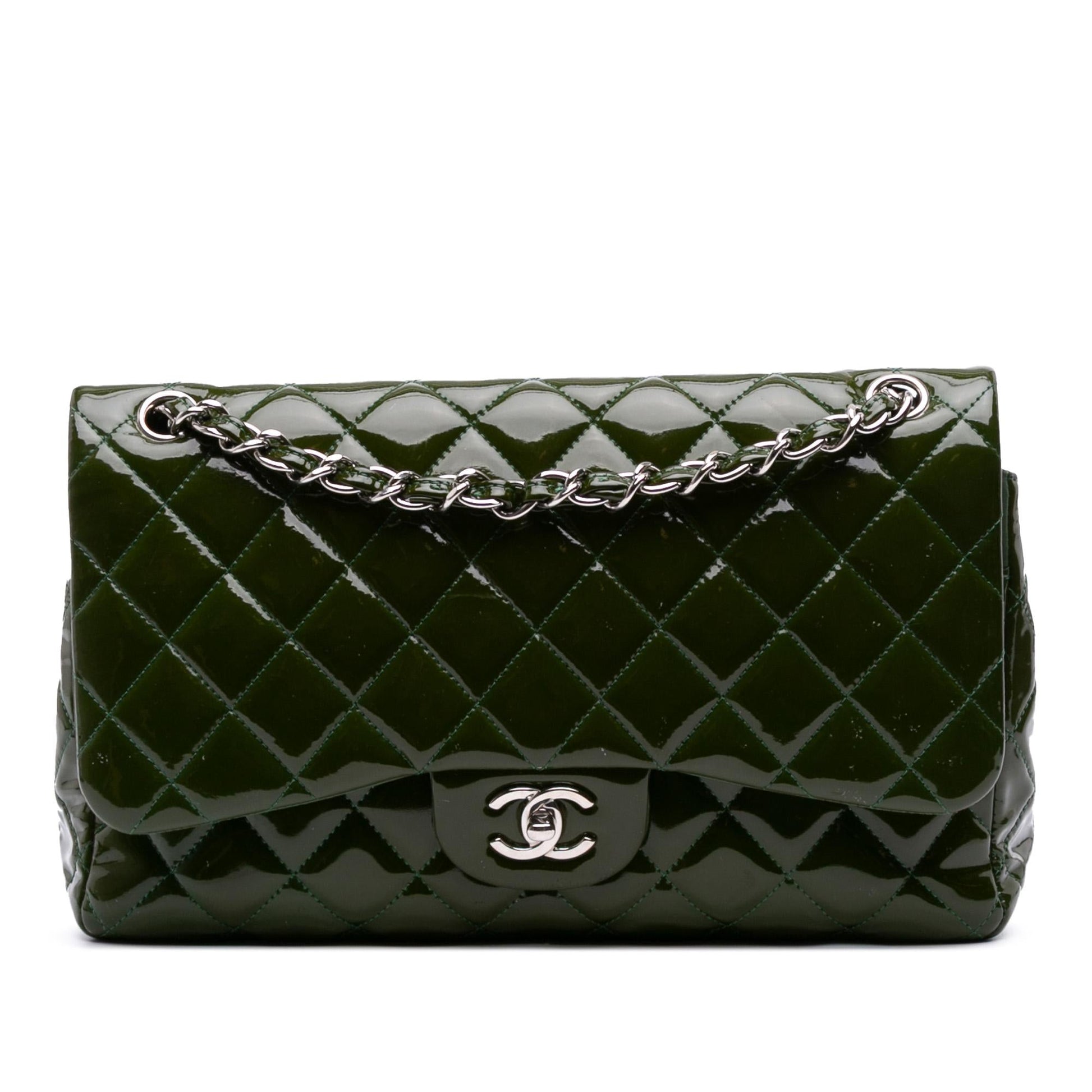 Chanel Jumbo Classic Patent Double Flap Handbag Flap 12