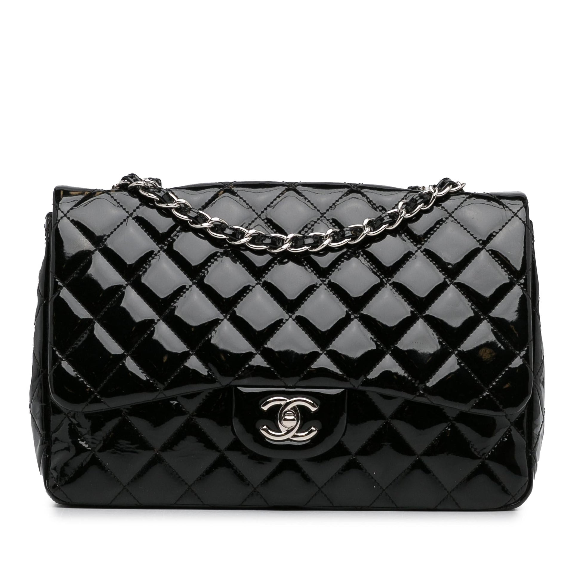 Chanel Jumbo Classic Patent Single Flap (Shg-0Irsah) Bag